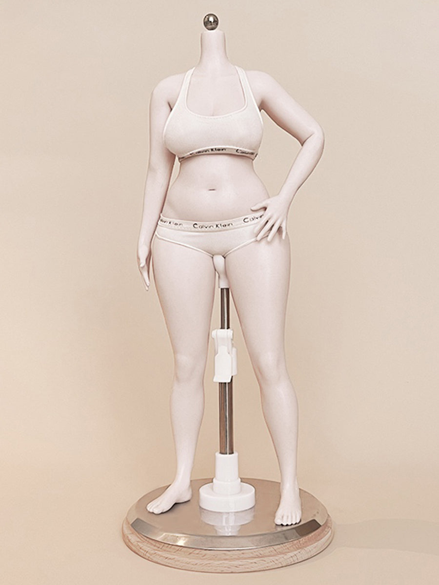 PDTOYS Seamless Platinum Silicone Plus Size Female Body S2 Integrated Hands & Feet Pale Skin with Body Makeup Articulated Fingers