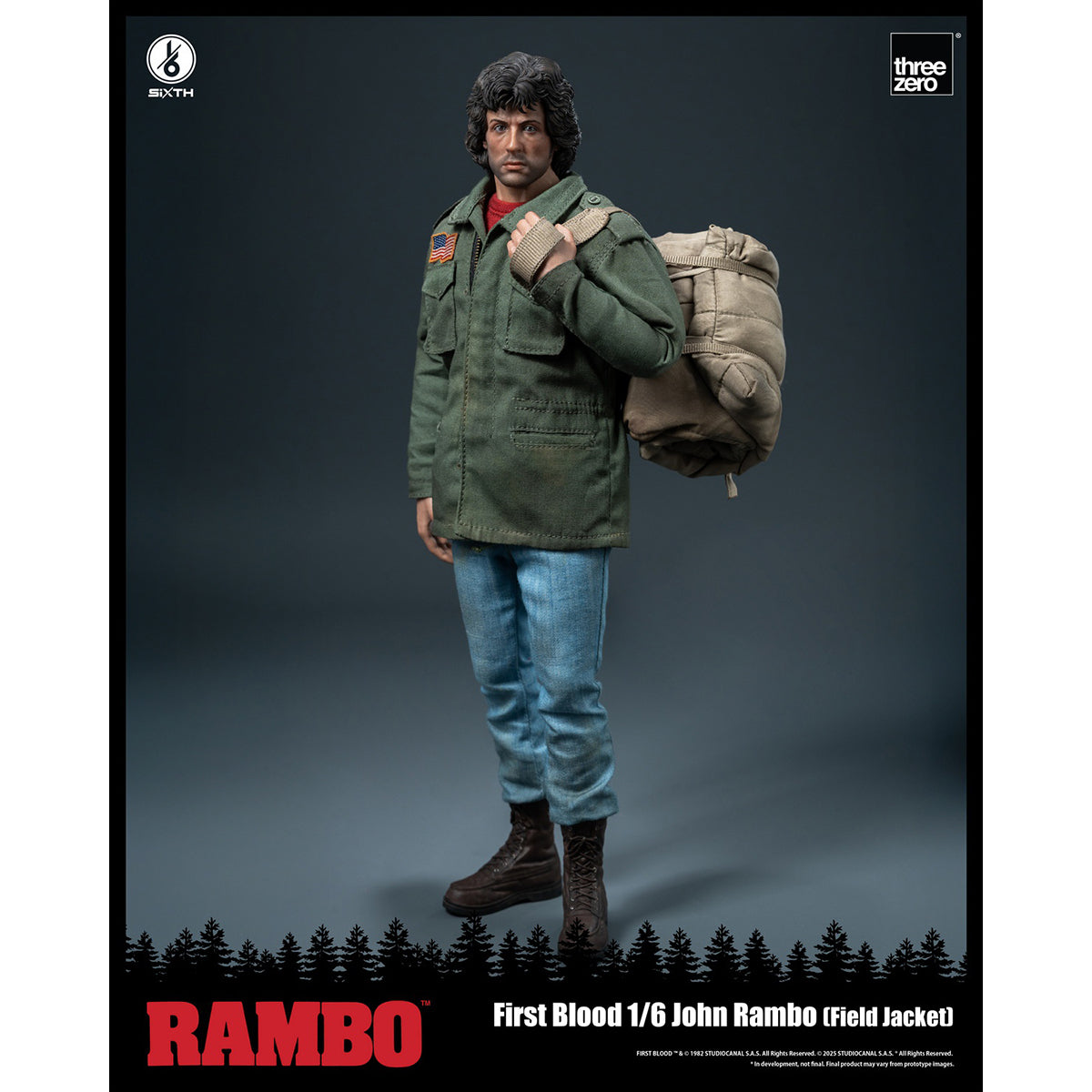 Threezero Rambo: First Blood - 3Z05530W0 John Rambo Field Jacket Edition 1/6 Scale Movie Style Action Figure