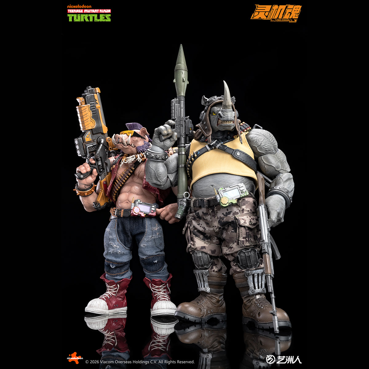 アメカジ　Lightning & Hard Bop 　etc LINGJIHUN TMNT-Bebop & TMNT-Rocksteady 1/10 Scale Action Figure