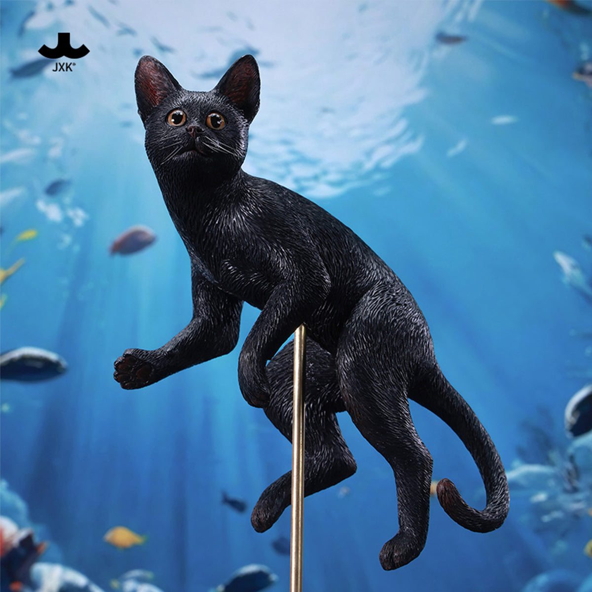 JXK Swimming Pose Cat Static Expertly Hand-Painted Lifelike 1/6 Scale Animal Figurine