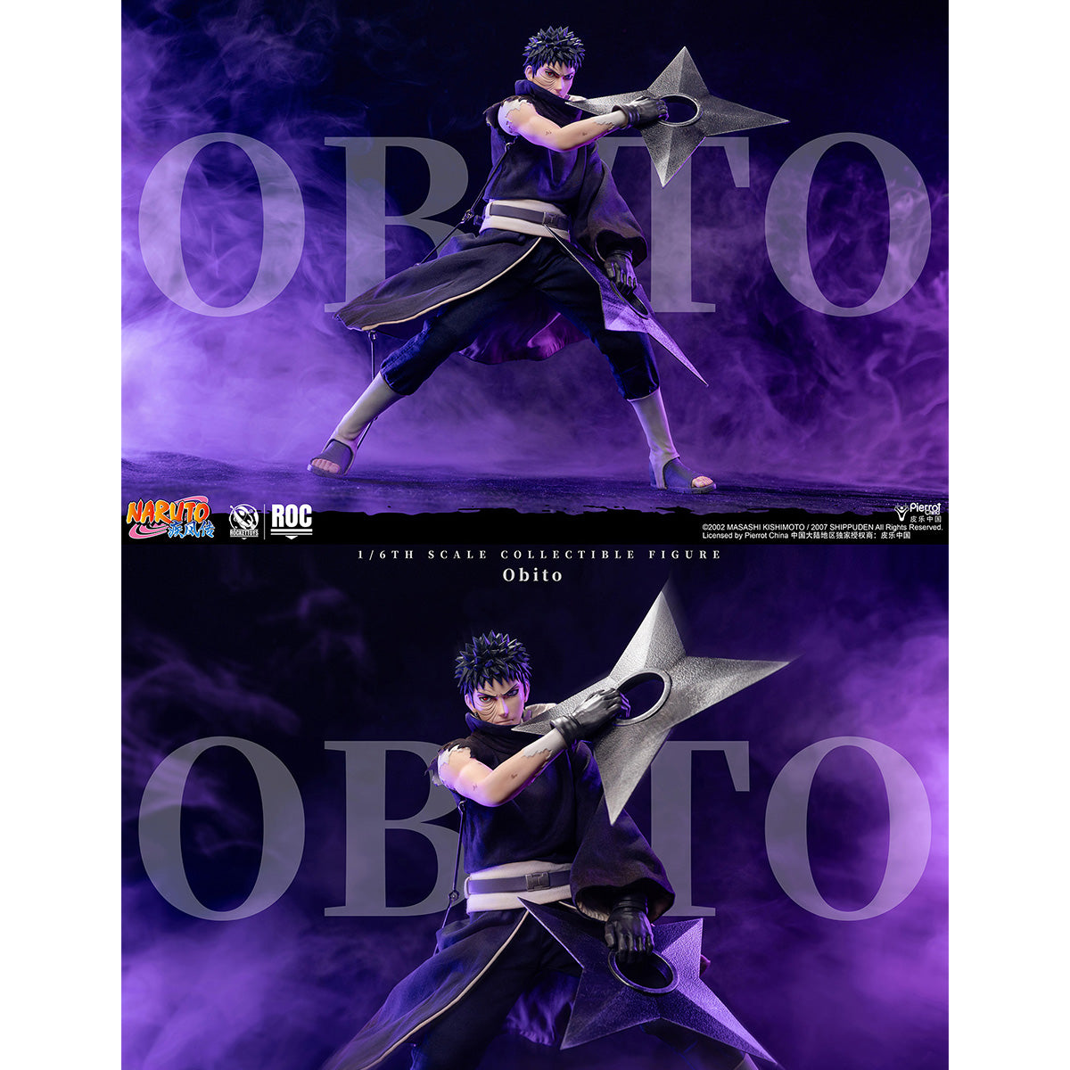 ROCKET TOYS Naruto: Shippuden Obito Uchiha ROC-022 & Naruto: Shippuden Madara Uchiha (White Mask Ver.) 1/6 Scale Action Figure Set