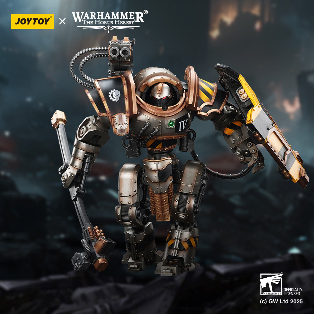 JOYTOY Iron Warriors Iron Circle Domitar-Ferrum Class Battle-automata with Karceri Battle Shield and Graviton Crusher JT02847 1/18 Scale Action Figure