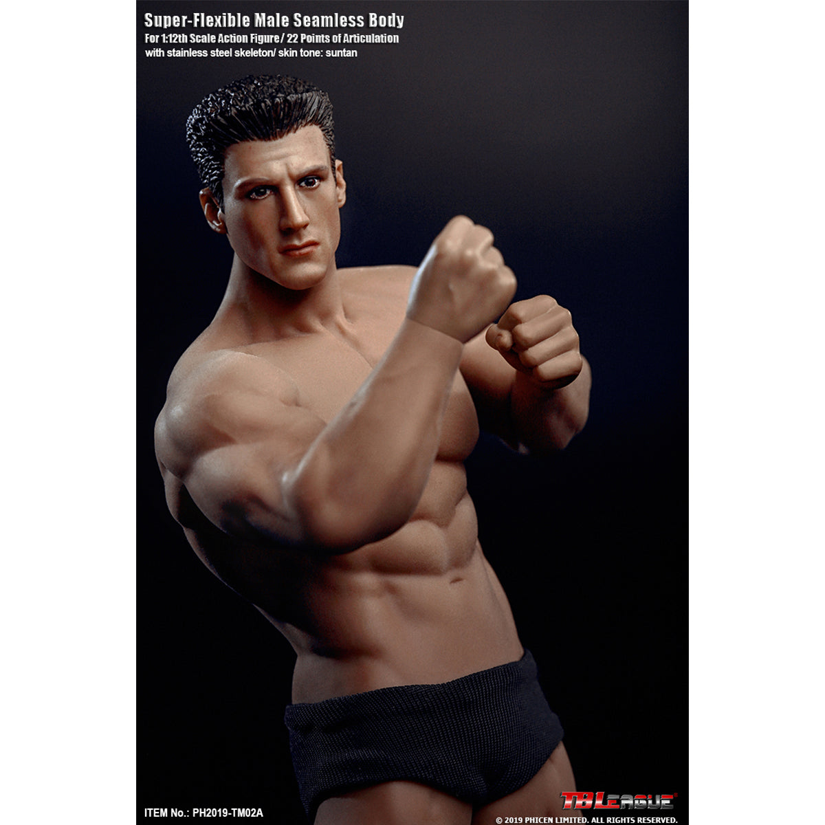 TBLeague, Seamless Muscular Male Body Suntan-Skin with Head Sculpt, Action Figures Body