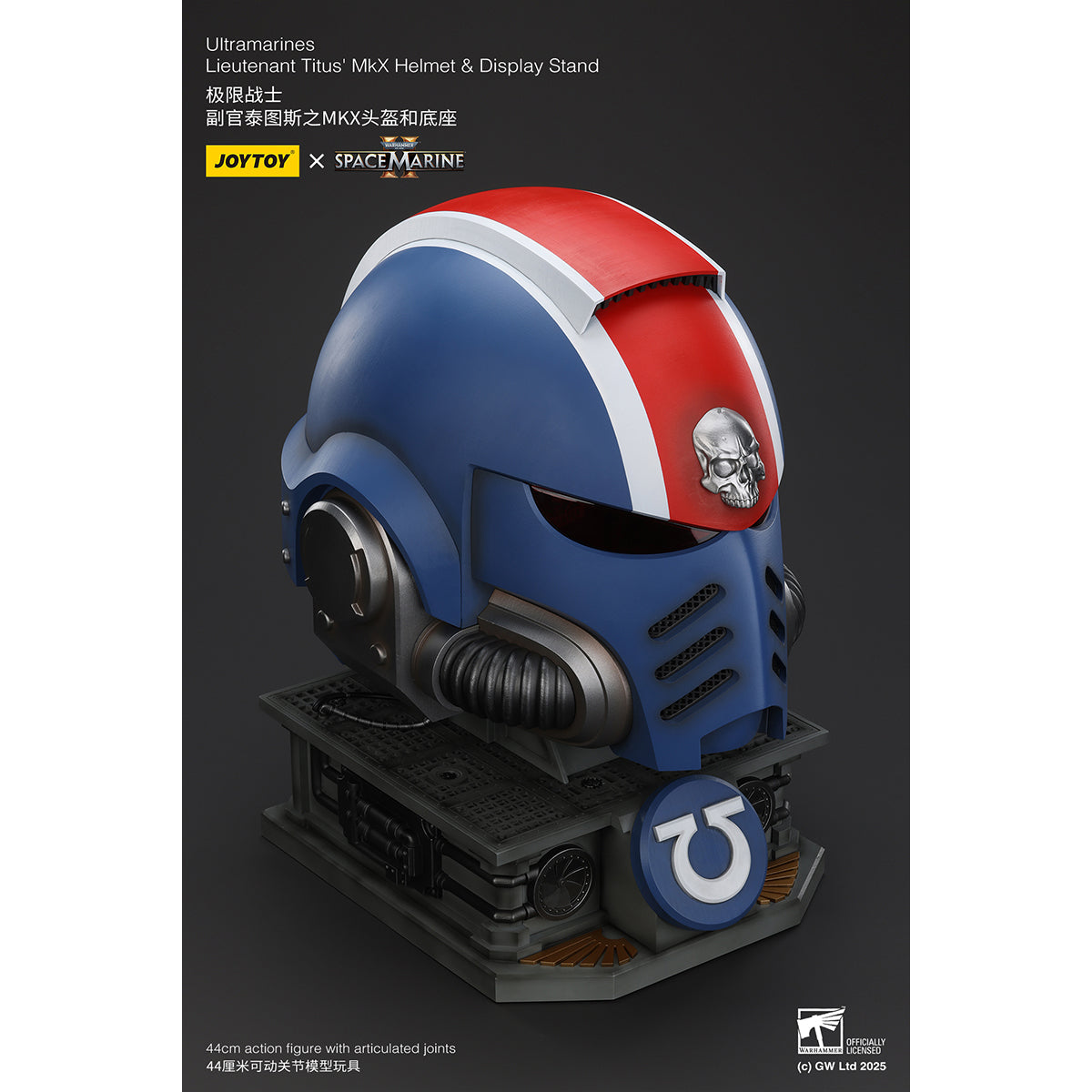 JOYTOY Warhammer 40,000, Ultramarines Lieutenant Titus' MKX Helmet & Display Stand, 1/1 Scale Collectibles