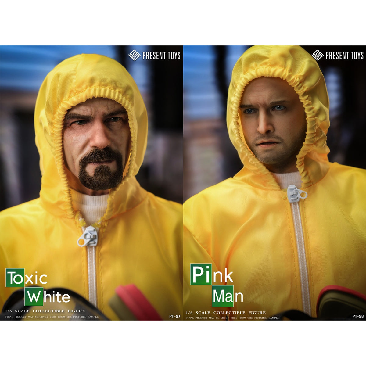 PRESENT TOYS, Pink Man/Toxic White/Scene Set, Action Figures