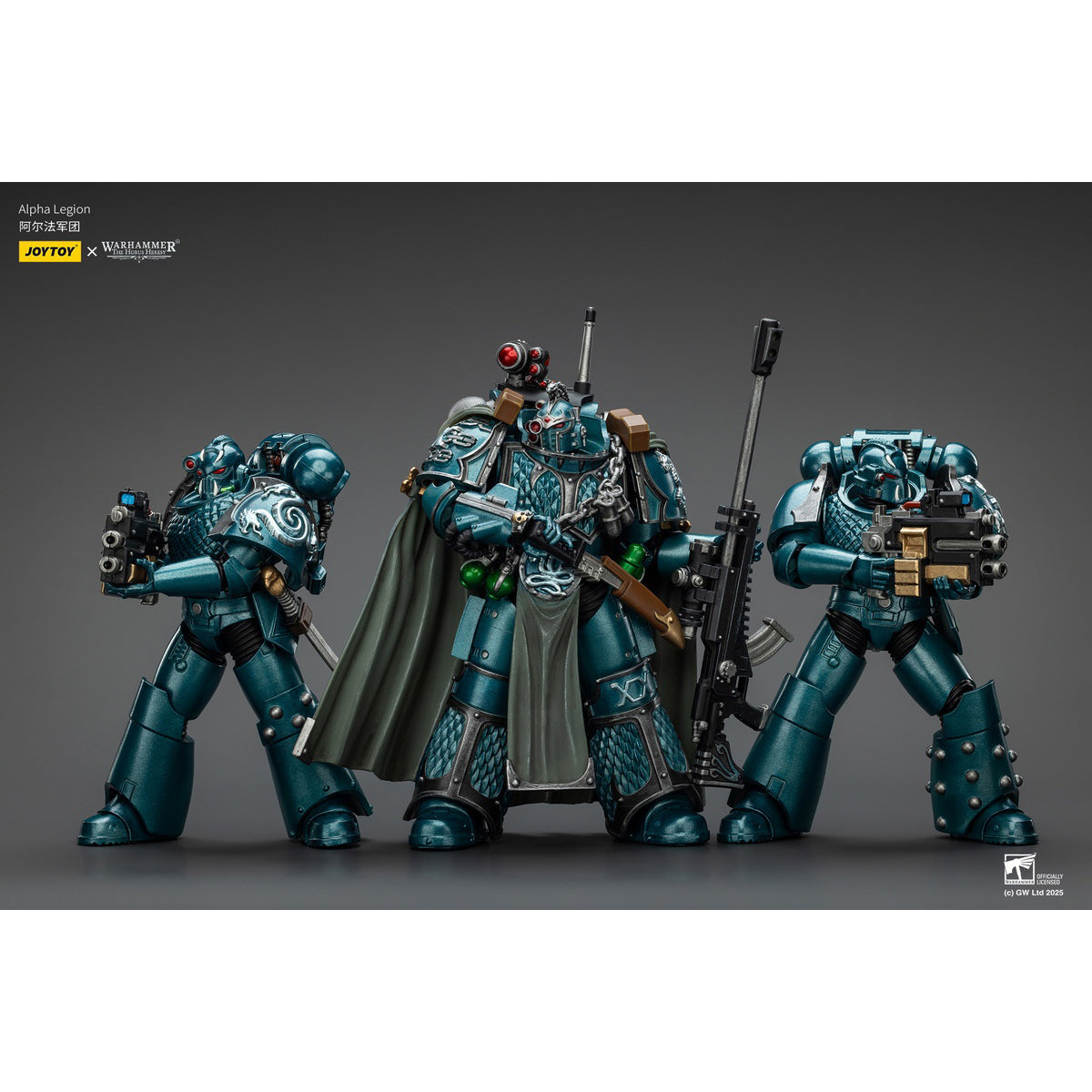 JOYTOY Warhammer The Horus Heresy, Alpha Legion, Headhunter With Banestrike Combi-Bolter And Power Dagger/Headhunter Prime/Exodus 'The One who is Many' With Sniper Rifle And Power Dagger Action Figures