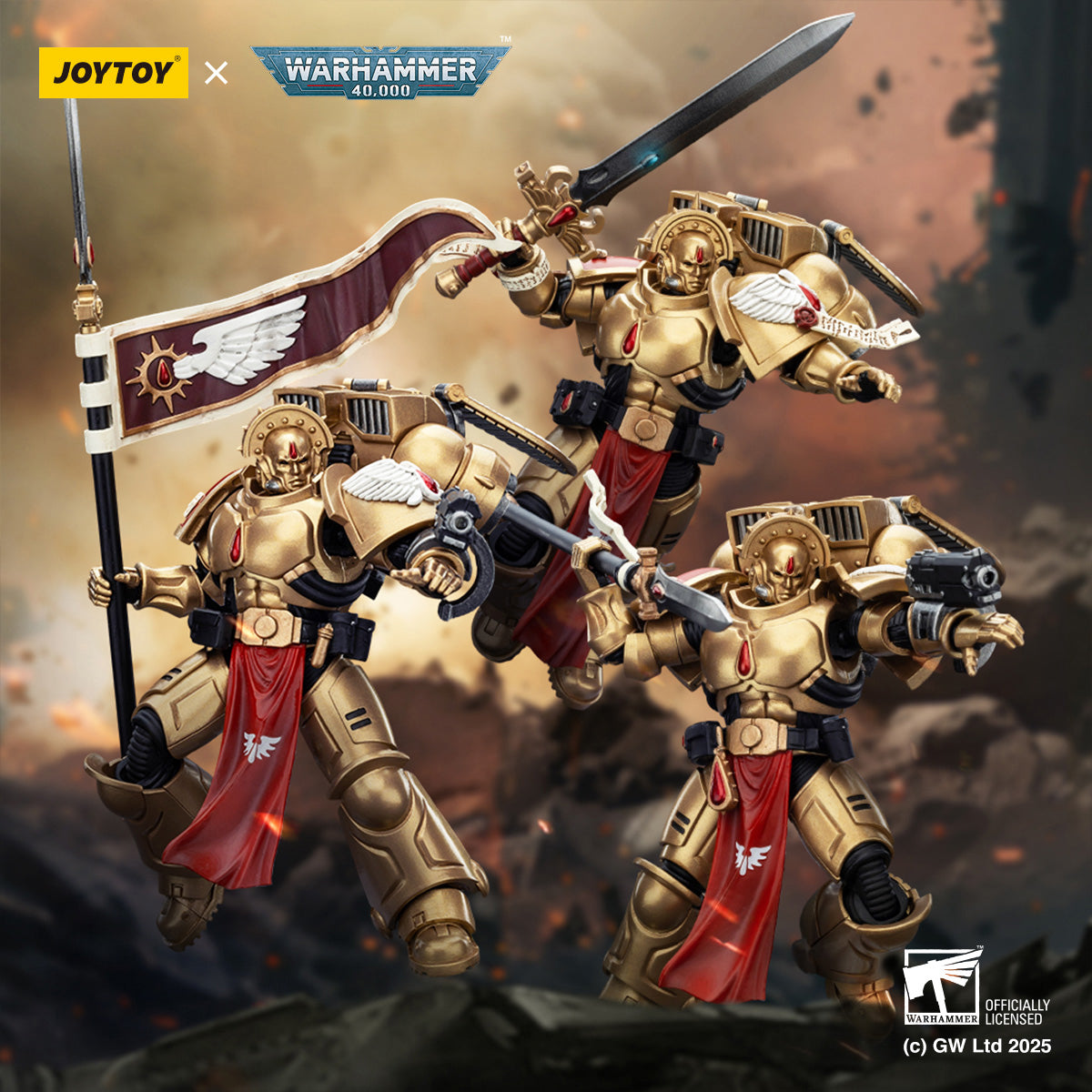 JOYTOY Blood Angels Sanguinary Guard with Angelus Boltgun and Encarmine Spear/with Inferno Pistol and Encarmine Blade/'Little' Horus Aximand Captain of the 5th Company/Chaos Space Marines Cypher Lord of the Fallen