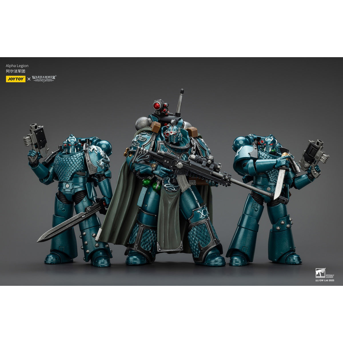 JOYTOY Warhammer Alpha Legion, Headhunter With Banestrike Combi-Bolter And Power Dagger/Headhunter Prime/Exodus 'The One who is Many' With Sniper Rifle And Power Dagger