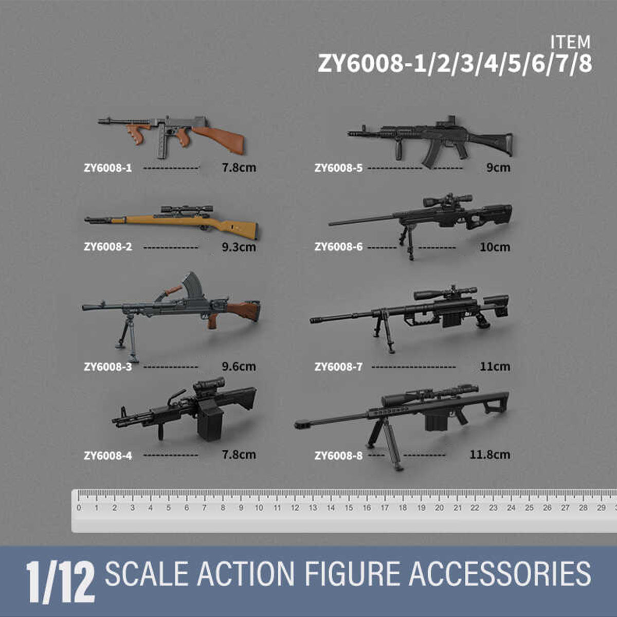 ZYTOYS, Weapon Pack, Doll Accessory for 6-inches Action Figurine