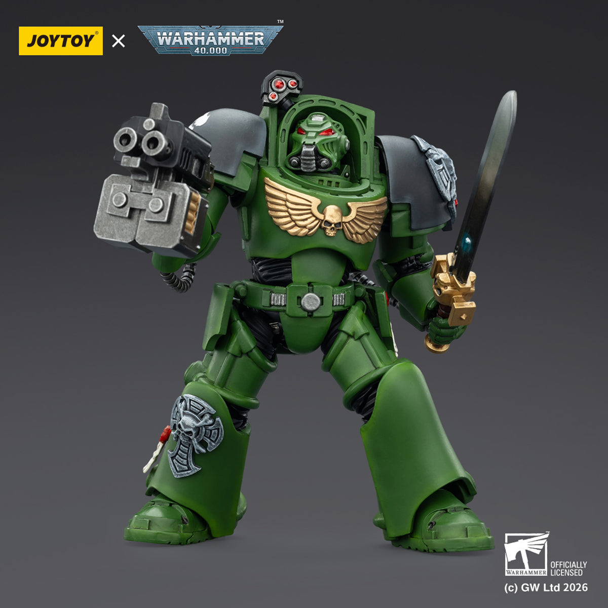 JOYTOY Warhammer 40,000 Salamanders Terminator with Power Fist and Assault Cannon & with Power Fist and Storm Bolter & with Power Sword and Storm Bolter Action Figure