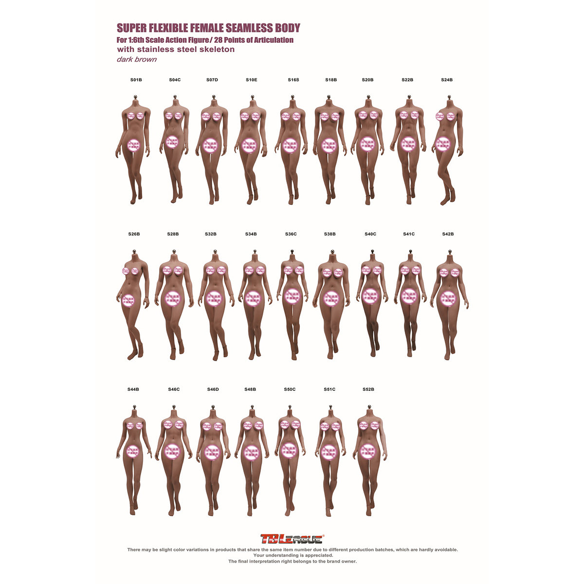 TBLeague Female Seamless Slender Elegance Medium Bust Detachable Feet 1/6 Scale Action Figure Body