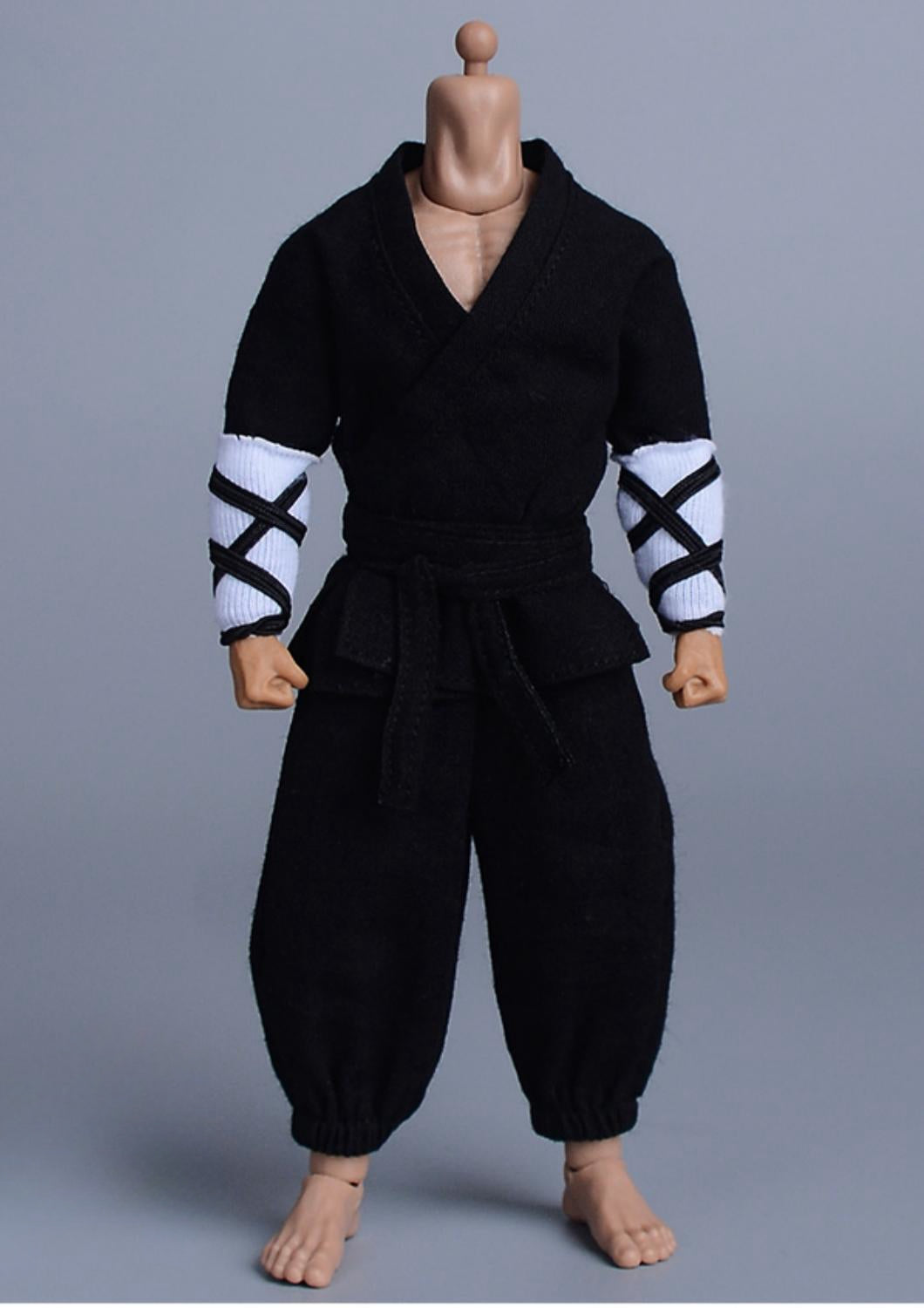 Ropa para muñecas ATStory: Traje de combate de monje marcial, negro, para figuras de acción