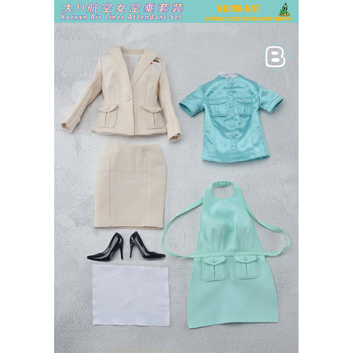 CUKE TOYS Big H Airline Female Flight Attendant Outfit Set MA-047 Doll Clothes Accessory Fit 1/6 Scale 12-inches Action Figure