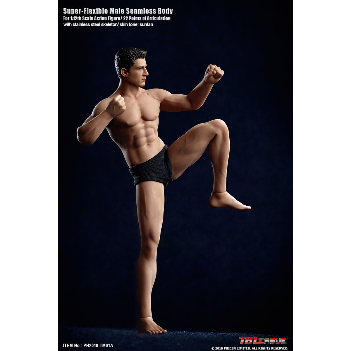TBLeague, Seamless Muscular Male Body Suntan-Skin with Head Sculpt, Action Figures Body