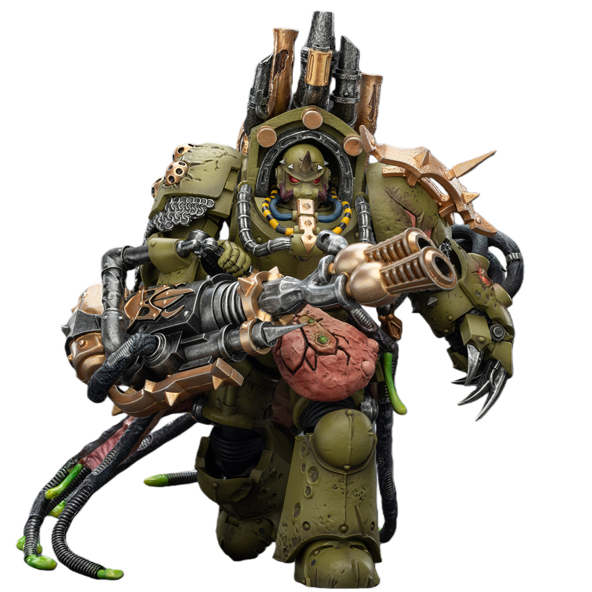 JOYTOY Warhammer Death Guard Lord of Virulence with Power Fist and Twin Plague Spewer & Foul Blightspawn with Plague Sprayer 1/18 Scale Action Figure