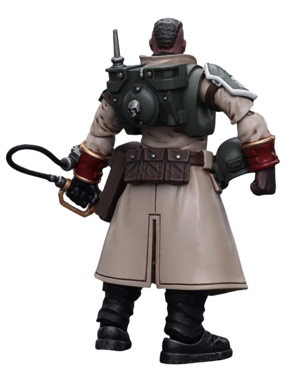 Figurine de collection JoyToy Warhammer 40K : Commandant de l'escouade de commandement Cadian Astra Militarum avec épée énergétique, figurines d'action à l'échelle 1:18 JT7905