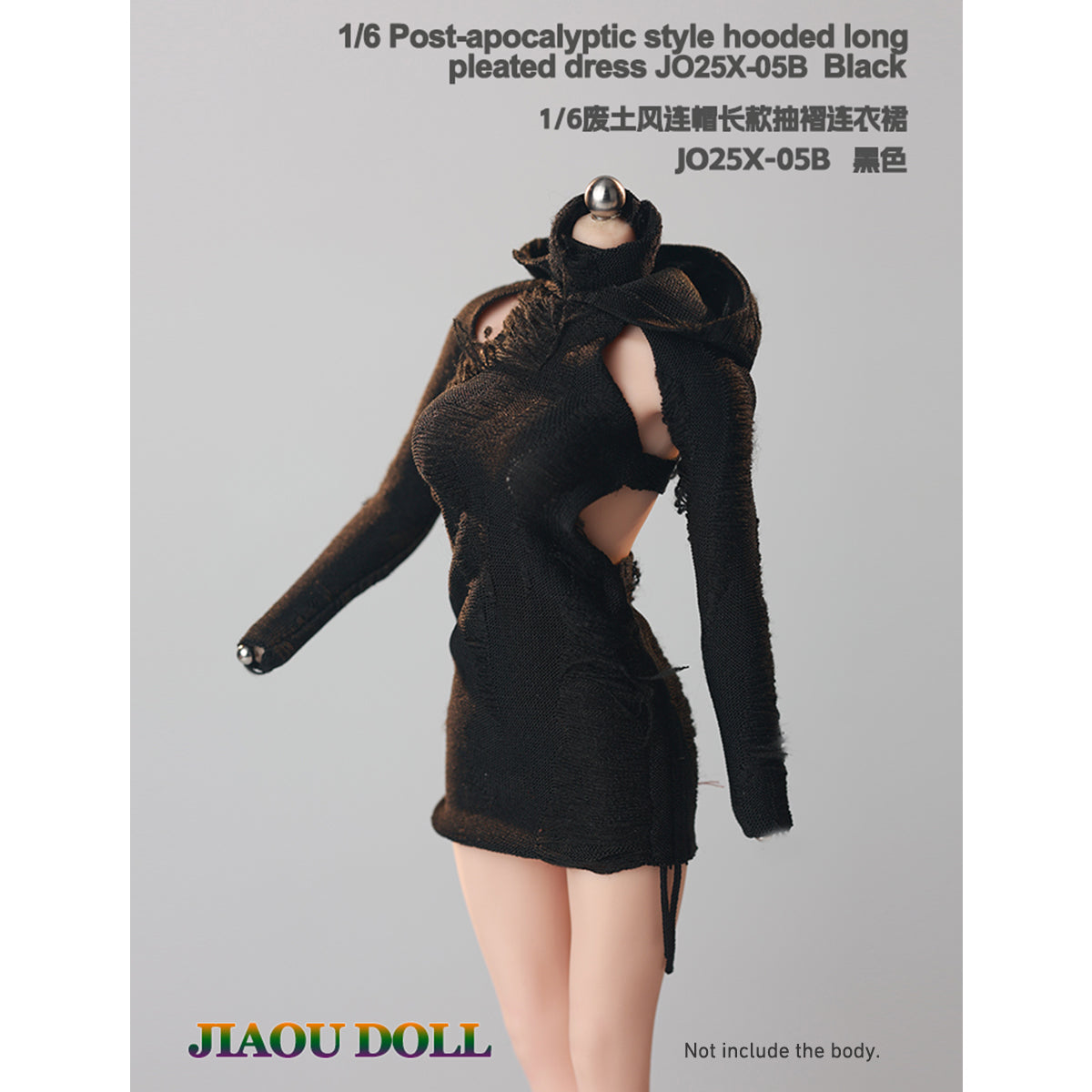 JIAOUDOLL Ruched Post-Apocalyptic Style Long Dress JO25X-05 Doll Clothes Accessory Fit 1/6 Scale 12-inches Figure