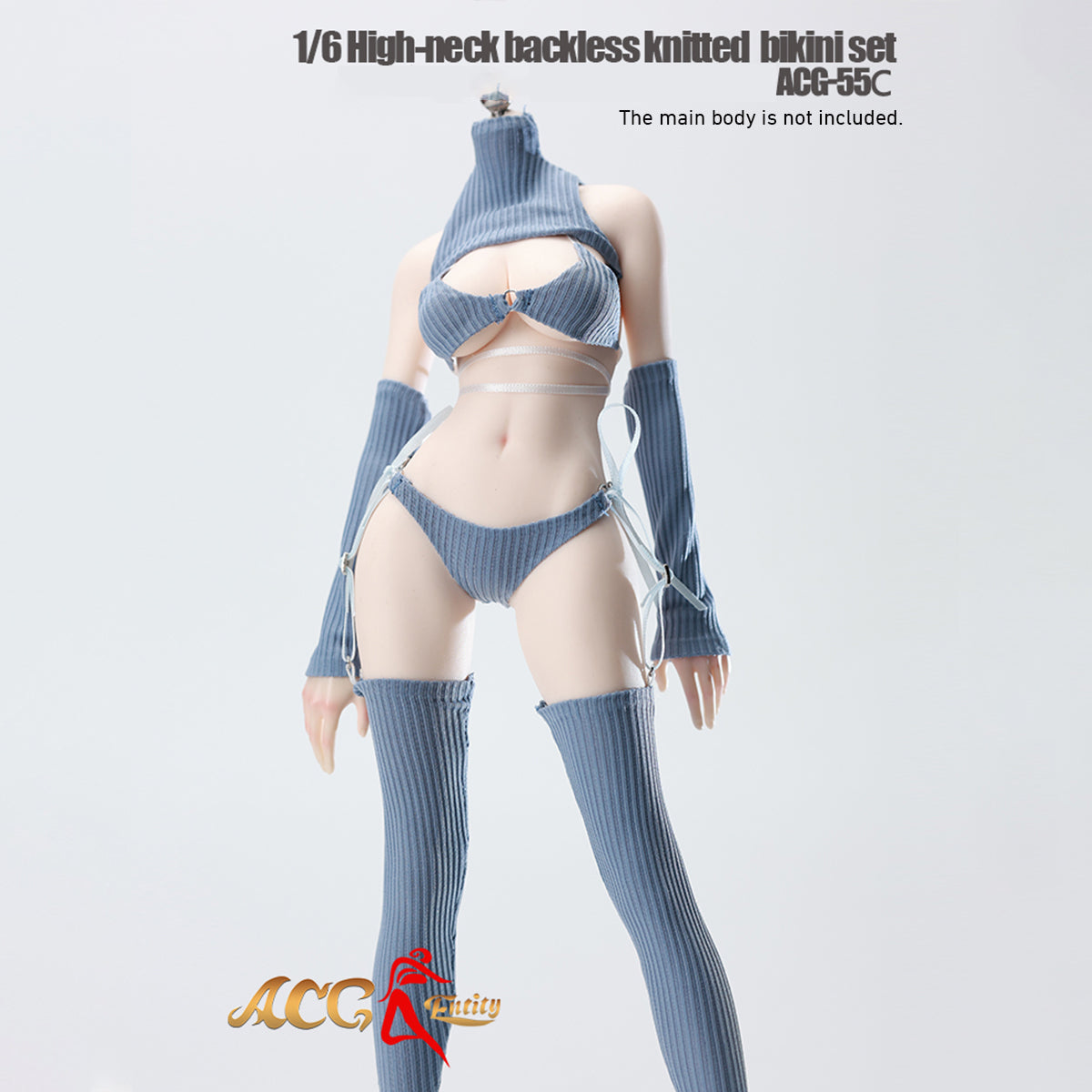 JIAOUDOLL High-Neck Backless Knitted Sweater Bodysuit Open Back Leotard (ACG-55) Fits 1/6 Scale 12 TBLeague/Jiaou Doll Action Figures