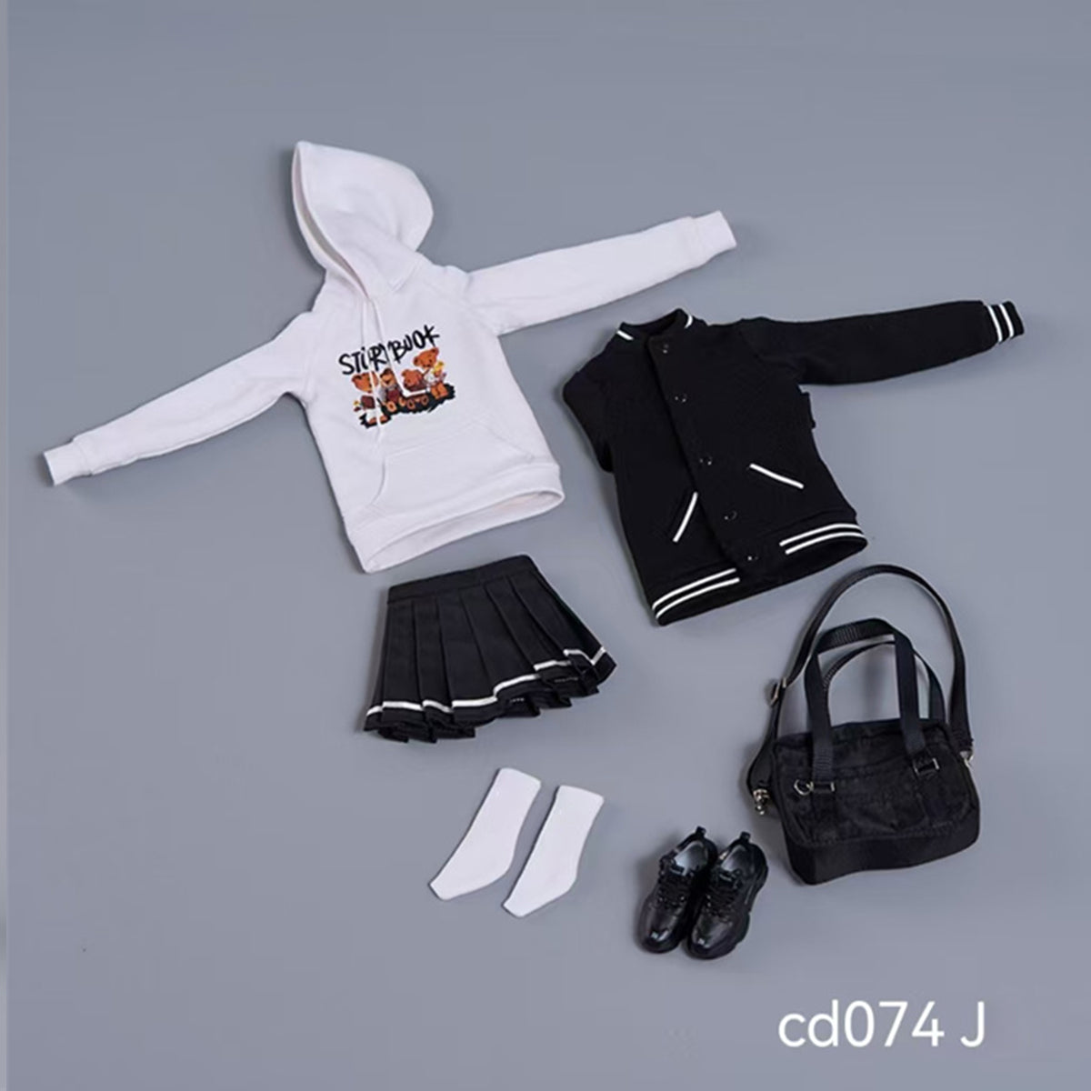 Cdtoys, Conjunto de sudadera con capucha y falda plisada con chaqueta de béisbol, ropa para muñecas