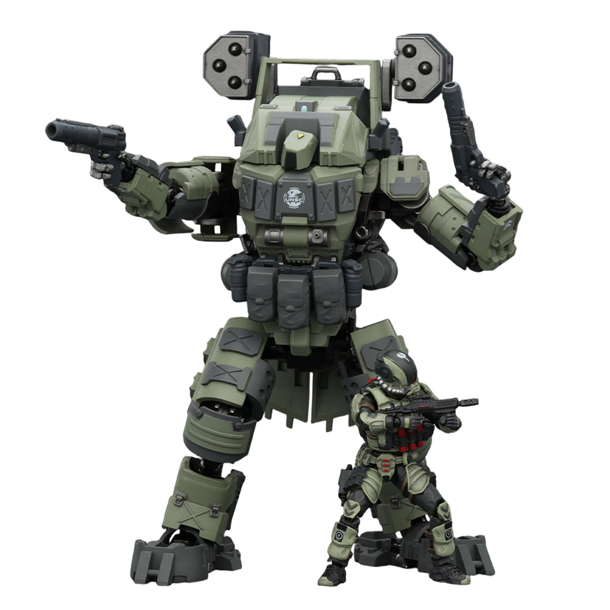 JOYTOY Warhammer 40,000 APOC Series Iron Assault Fire Support Mech + Steel Ride Corps Assaulter Marco JT03059 +JT01987 Action Figure