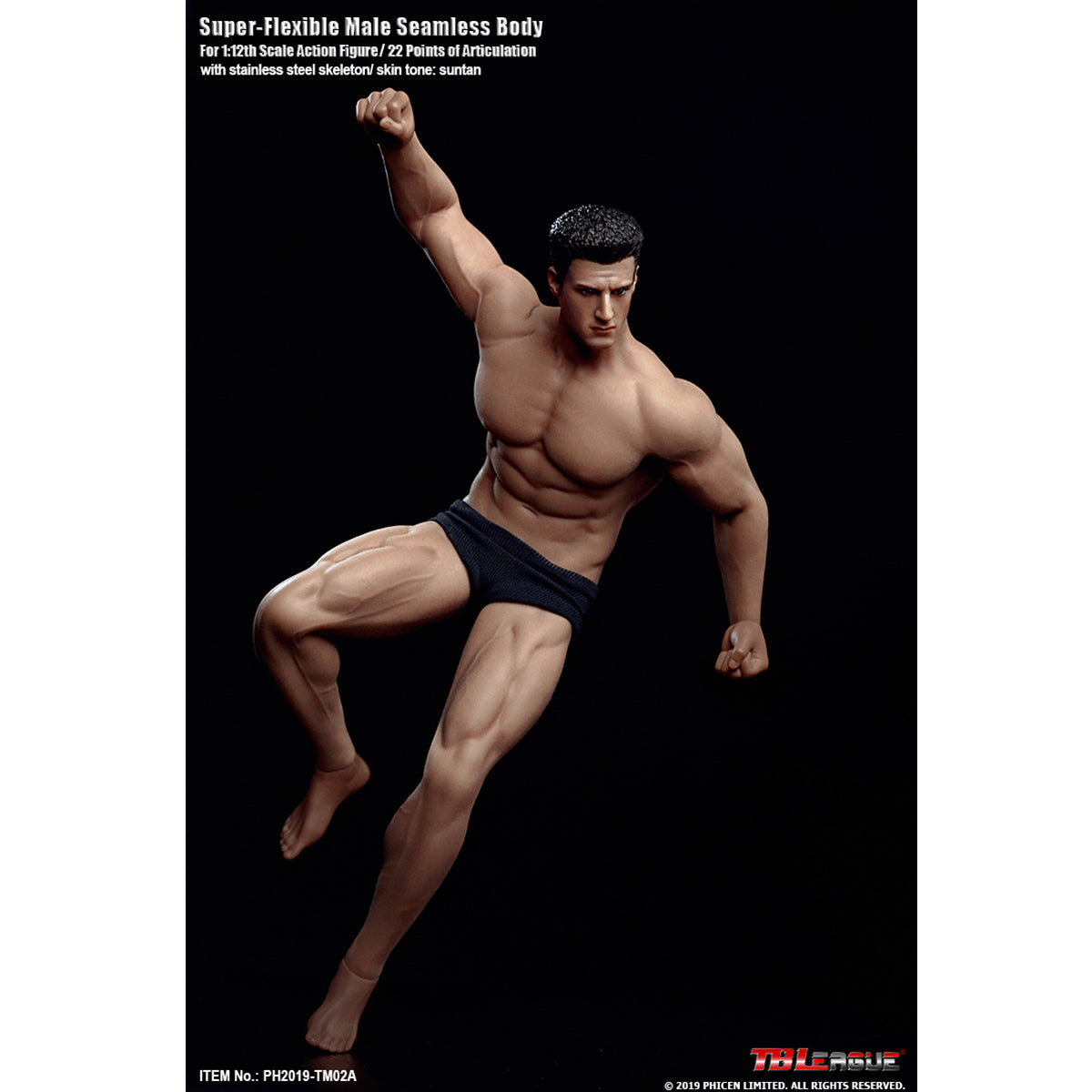 TBLeague, Seamless Muscular Male Body Suntan-Skin with Head Sculpt, Action Figures Body