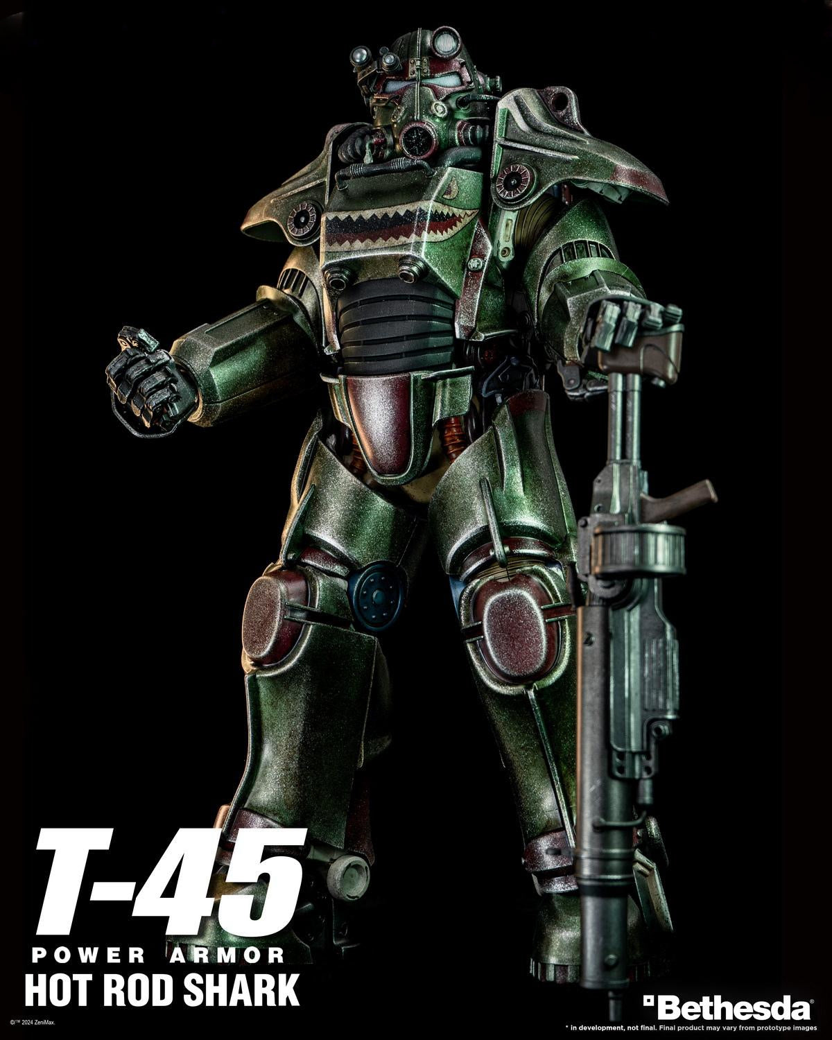 Figura de acción de servoarmadura de tiburón Threezero Fallout T-45 Hot Rod