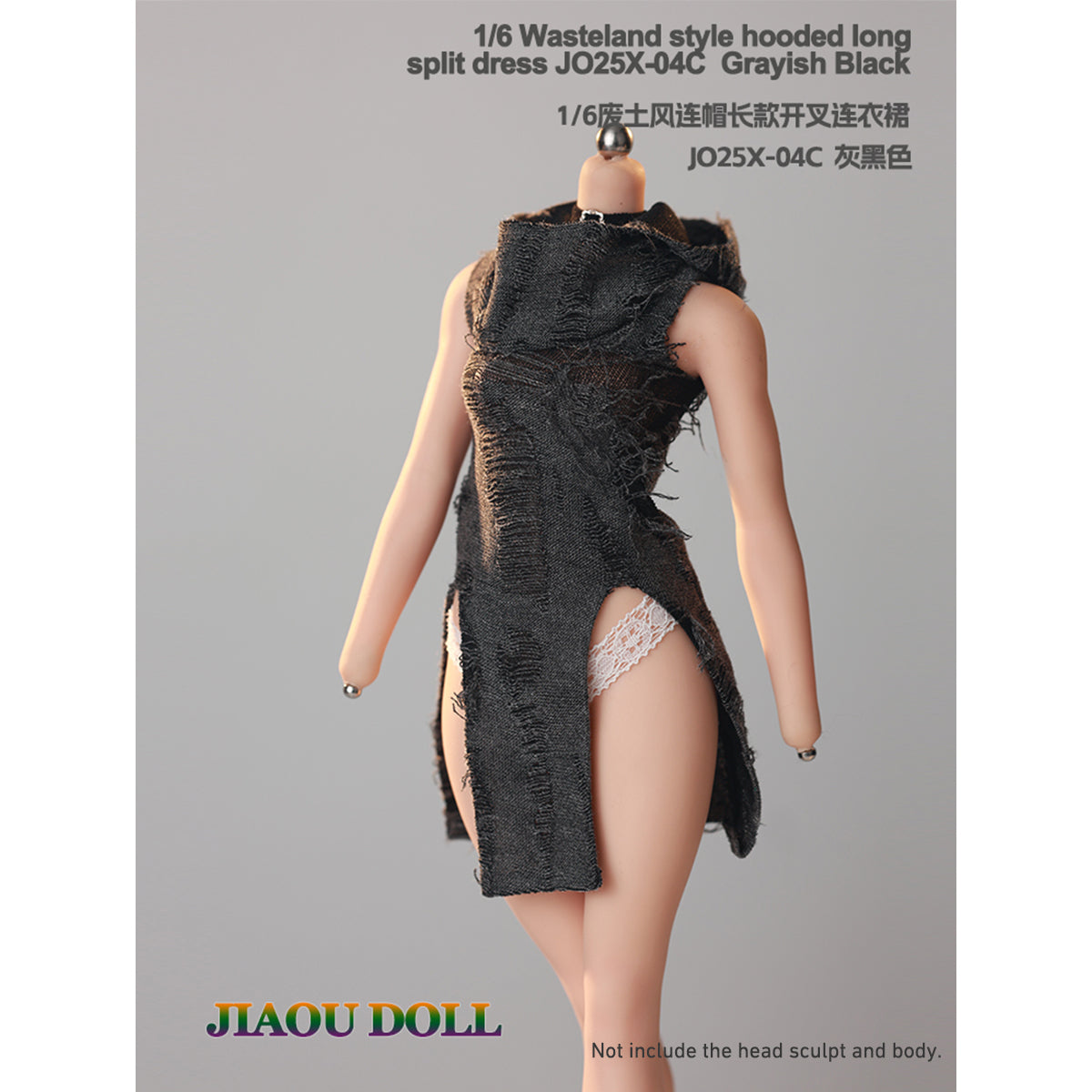 JIAOUDOLL Ruched Post-Apocalyptic Style Long Dress JO25X-04 Doll Clothes Accessory Fit 1/6 Scale 12-inches Figure