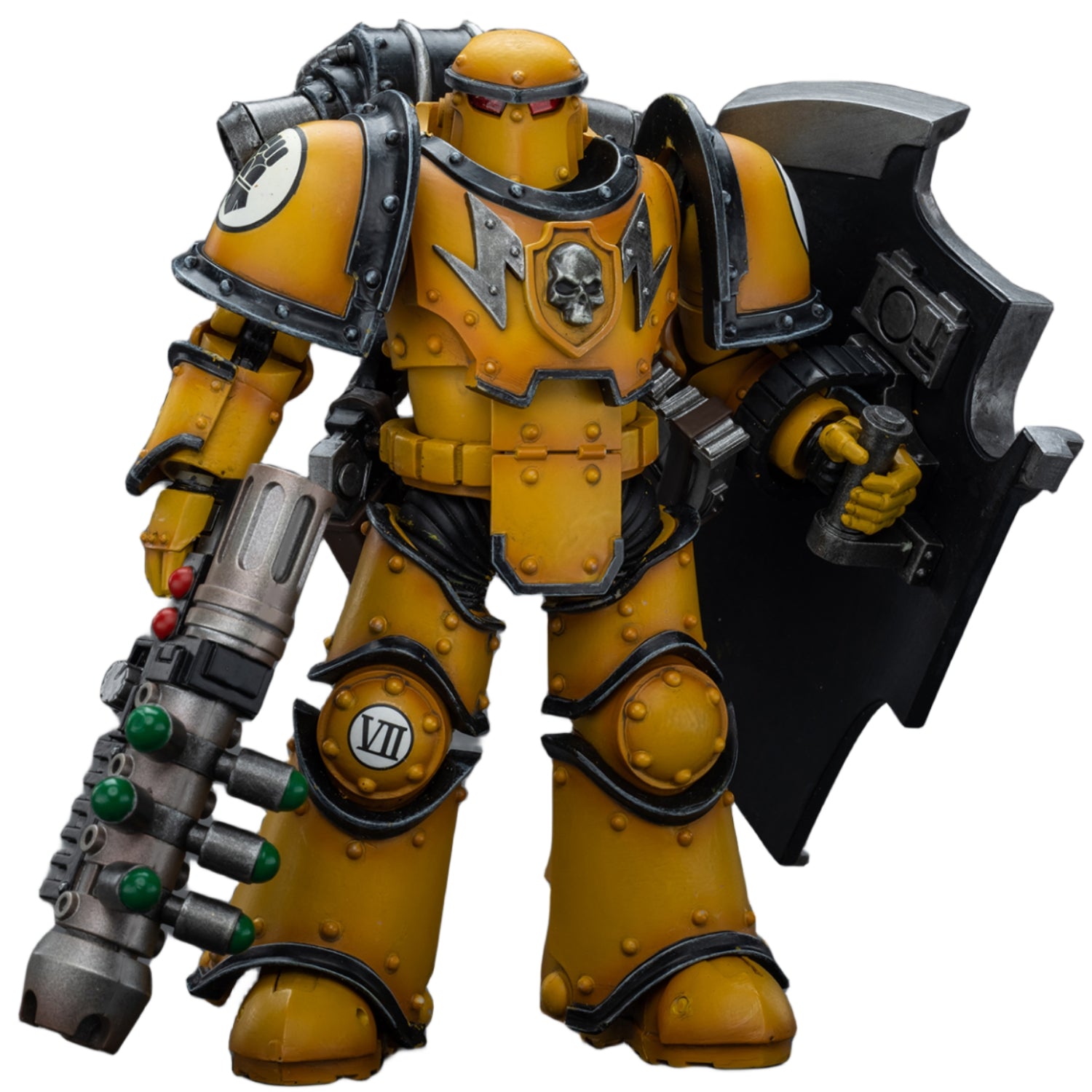 Figurine de collection JoyToy Warhammer The Horus Heresy : Imperial Fists Legion MkIII Breacher Squad Legion Breacher avec pistolet à gravitons, échelle 1:18, figurines d'action JT9114