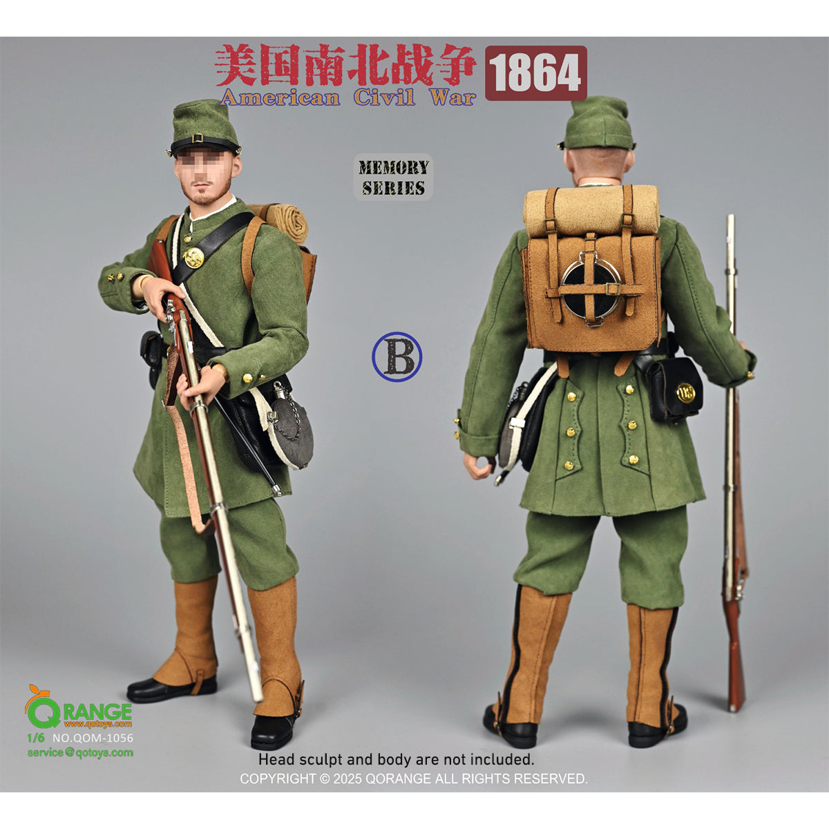 QORANGE QOTOYS American Civil War 1864 Accessory Pack for 1/6 Scale 12-inches Action Figurine