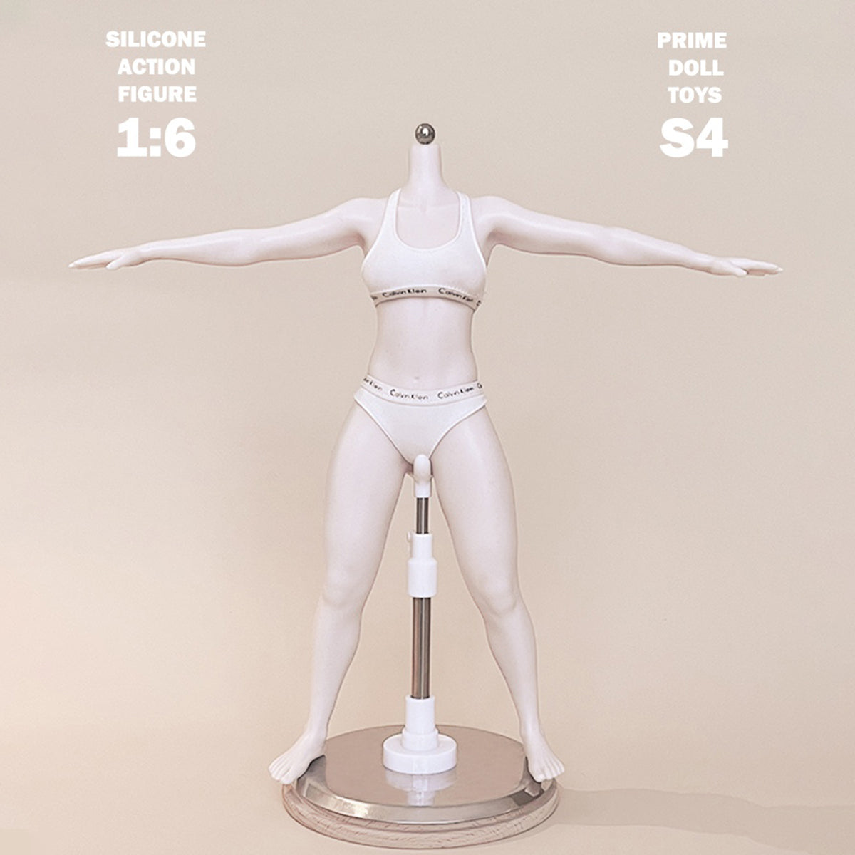 PDTOYS Seamless Platinum Silicone Standard Female Body S4 Integrated Hands & Feet Pale Skin with Body Makeup Articulated Fingers