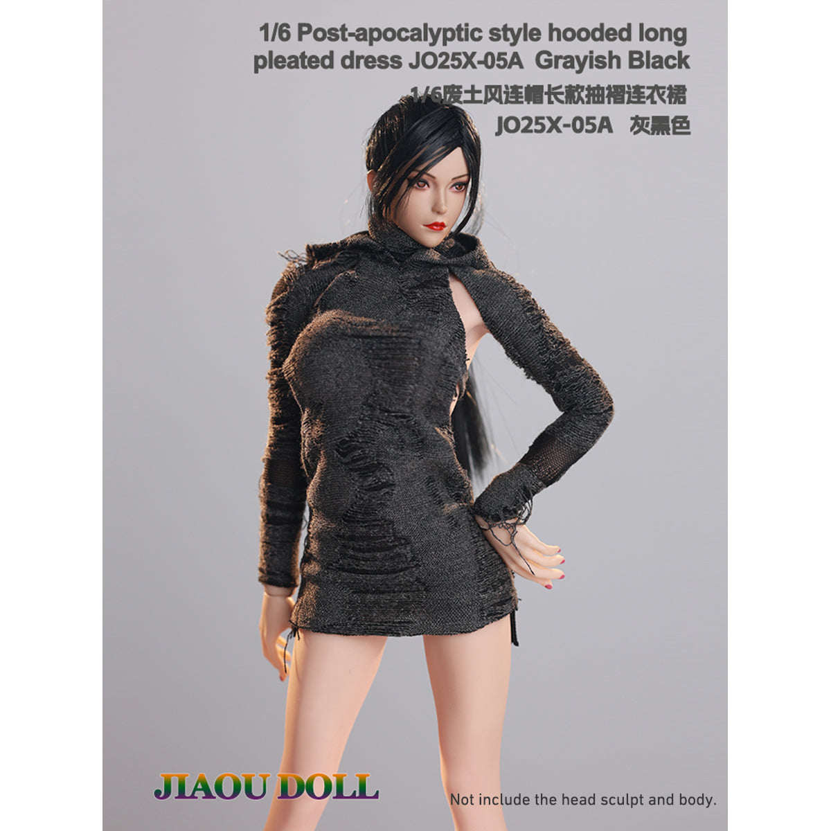 JIAOUDOLL Ruched Post-Apocalyptic Style Long Dress JO25X-05 Doll Clothes Accessory Fit 1/6 Scale 12-inches Figure
