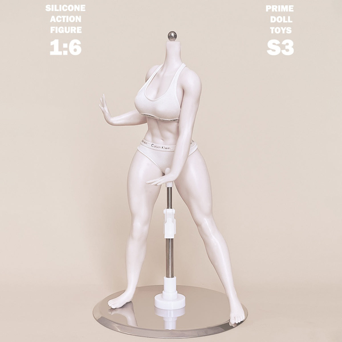 PDTOYS Seamless Platinum Silicone Thick Legs Female Body S3 Integrated Hands & Feet Pale Skin with Body Makeup Articulated Fingers