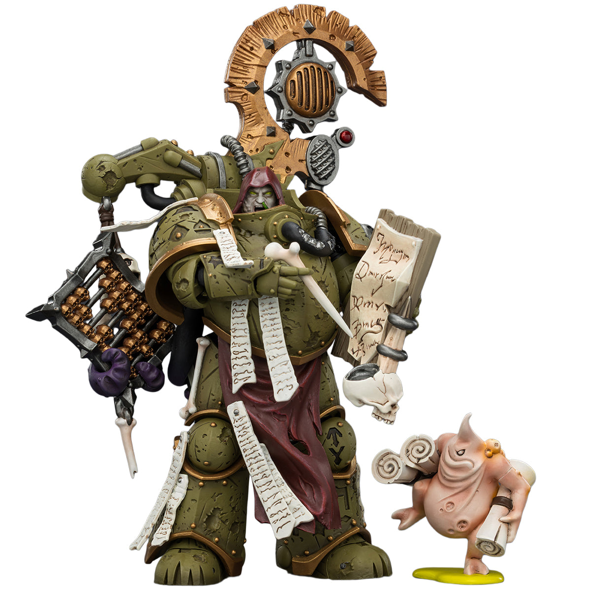 JOYTOY Warhammer 40K Death Guard Tallyman with Plasma Pistol & Biologus Putrifier with Injector Pistol and Hyper Blight Grenades 1/18 Scale Action Figure