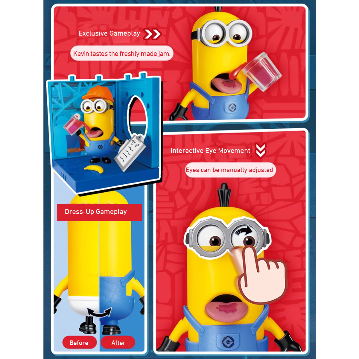 BLOKEES, Jam Factory Series Magical Edition Minions Partners, Stuart/Bob/Kevin/Otto, Easy-Assembly Model Kits