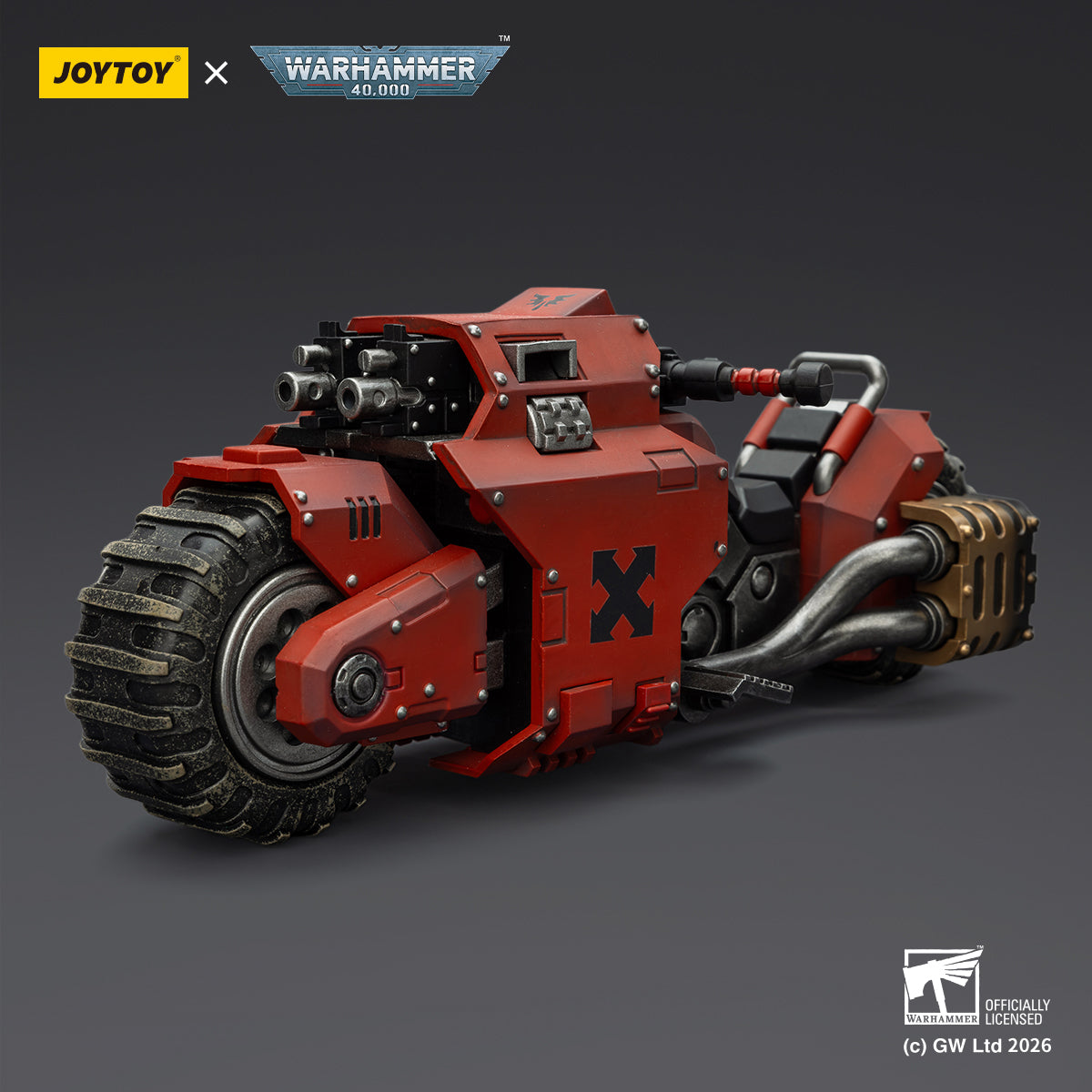 JOYTOY Warhammer 40K Raven Guard/Space Wolves/Blood Angels Raider-pattern Combat Bike with twin-linked bolt rifles (JT03776) 1/18 Scale Action Figure Vehicle Set