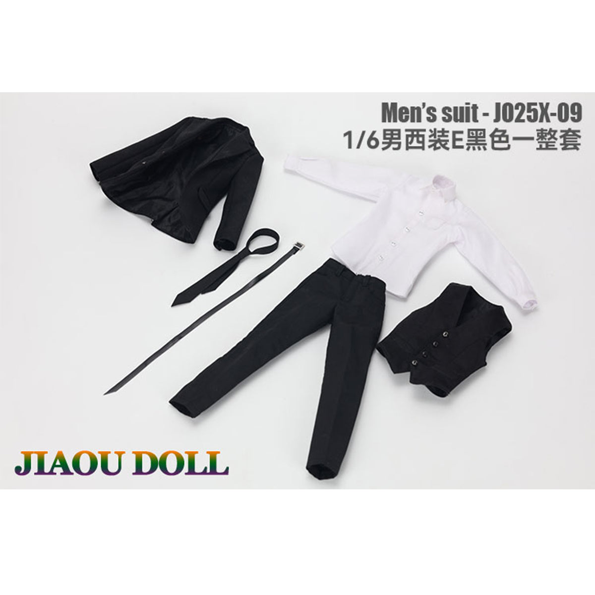 JIAOUDOLL Male Soldier Outfit Suit Jacket + Trousers + Shirt + Vest + Bow Tie Set Doll Clothes Accessory Fit 1/6 Scale 12-inches Action Figure