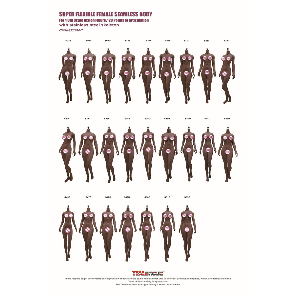 TBLeague Female Seamless Slender Elegance Medium Bust Detachable Feet 1/6 Scale Action Figure Body