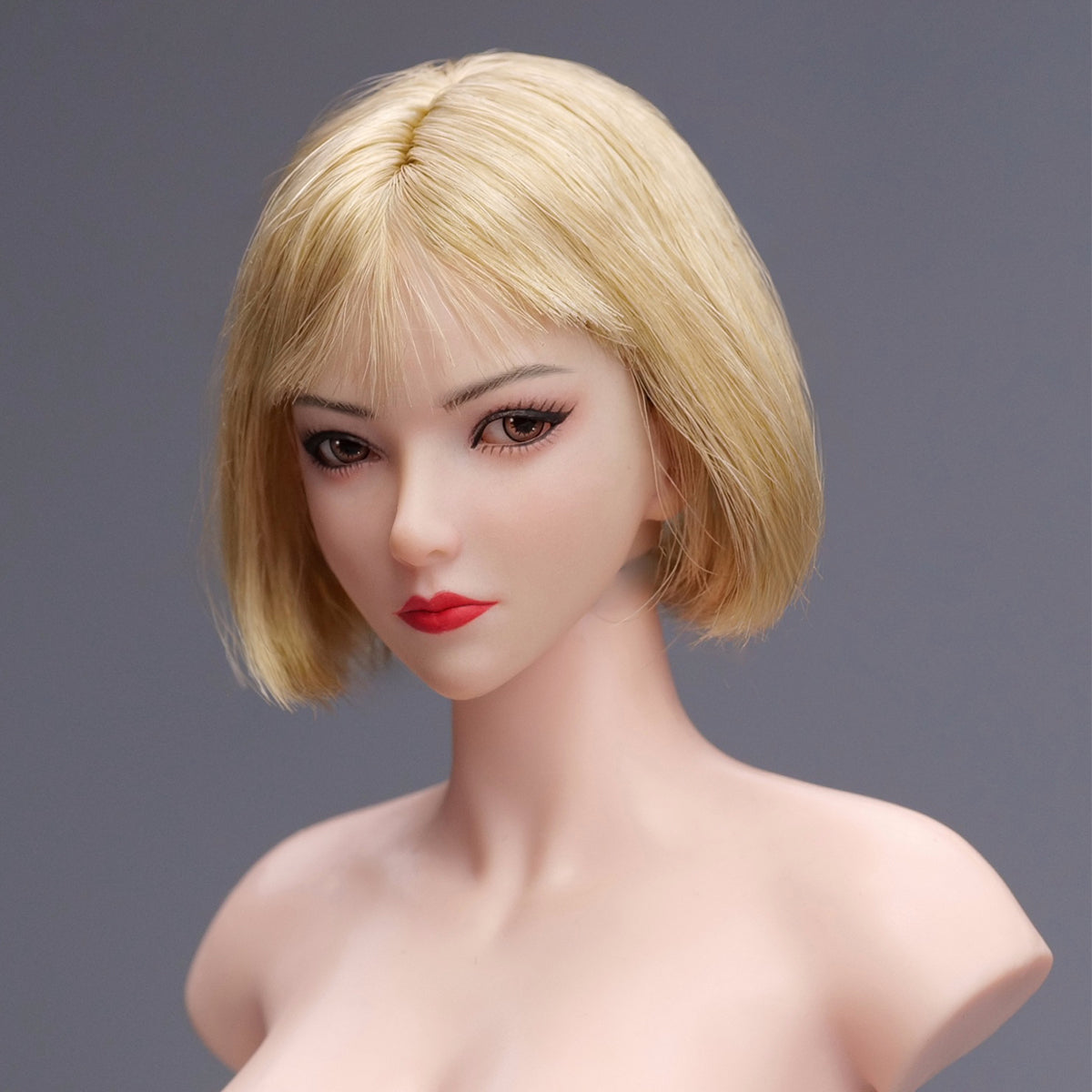 Figura de cabeza de YMTOYS a escala 1/6: Cabeza de mujer asiática - Koi joven, ojos móviles, miniatura de 30 cm