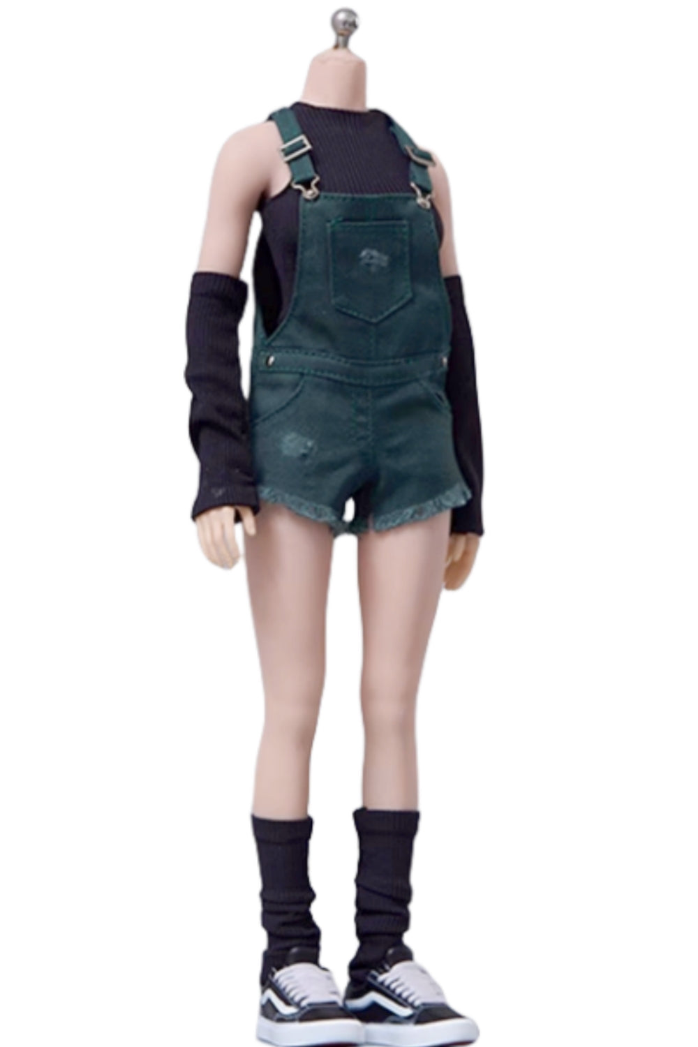 Ropa para muñeca femenina de Cdtoys: pantalones cortos verdes con tirantes para figura de acción femenina de 30 cm