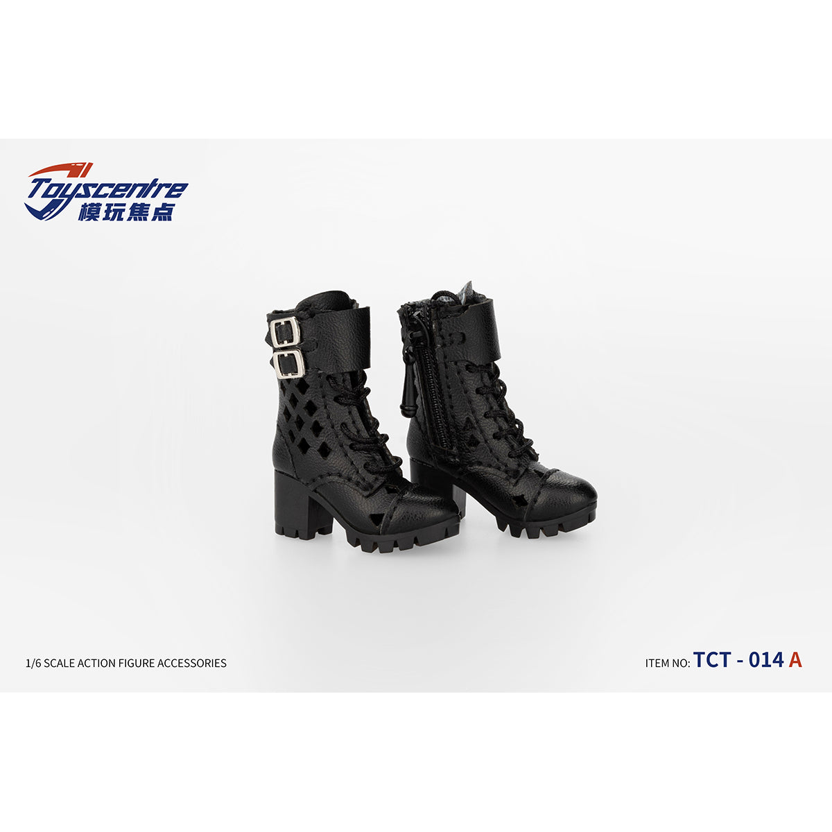 Toyscentre, Female Black Boots Shoes, Doll Accessory for 12-inches Action Figurine