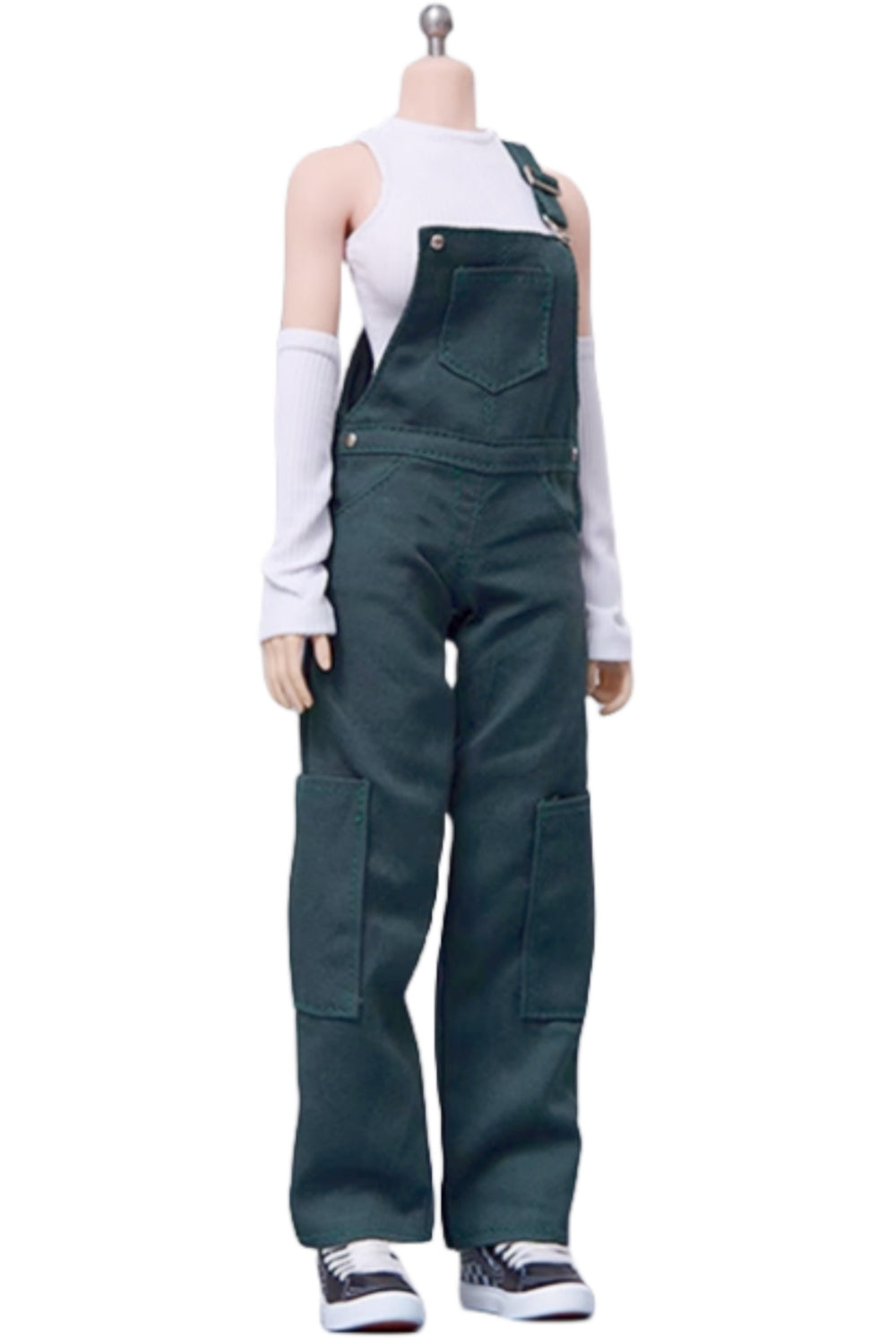 Ropa para muñeca femenina de Cdtoys: pantalones con tirantes verdes para figura de acción femenina de 30 cm