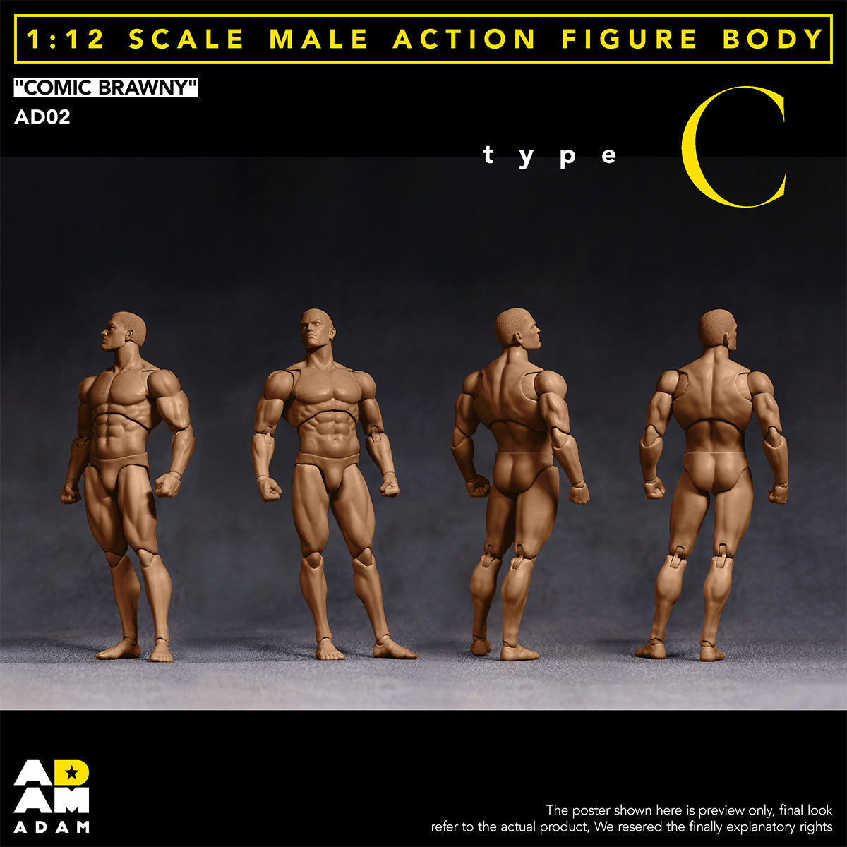 ADAM AD02 Articulated Joints Male Super Strong Comic Style 1/12 Scale Action Figure Body