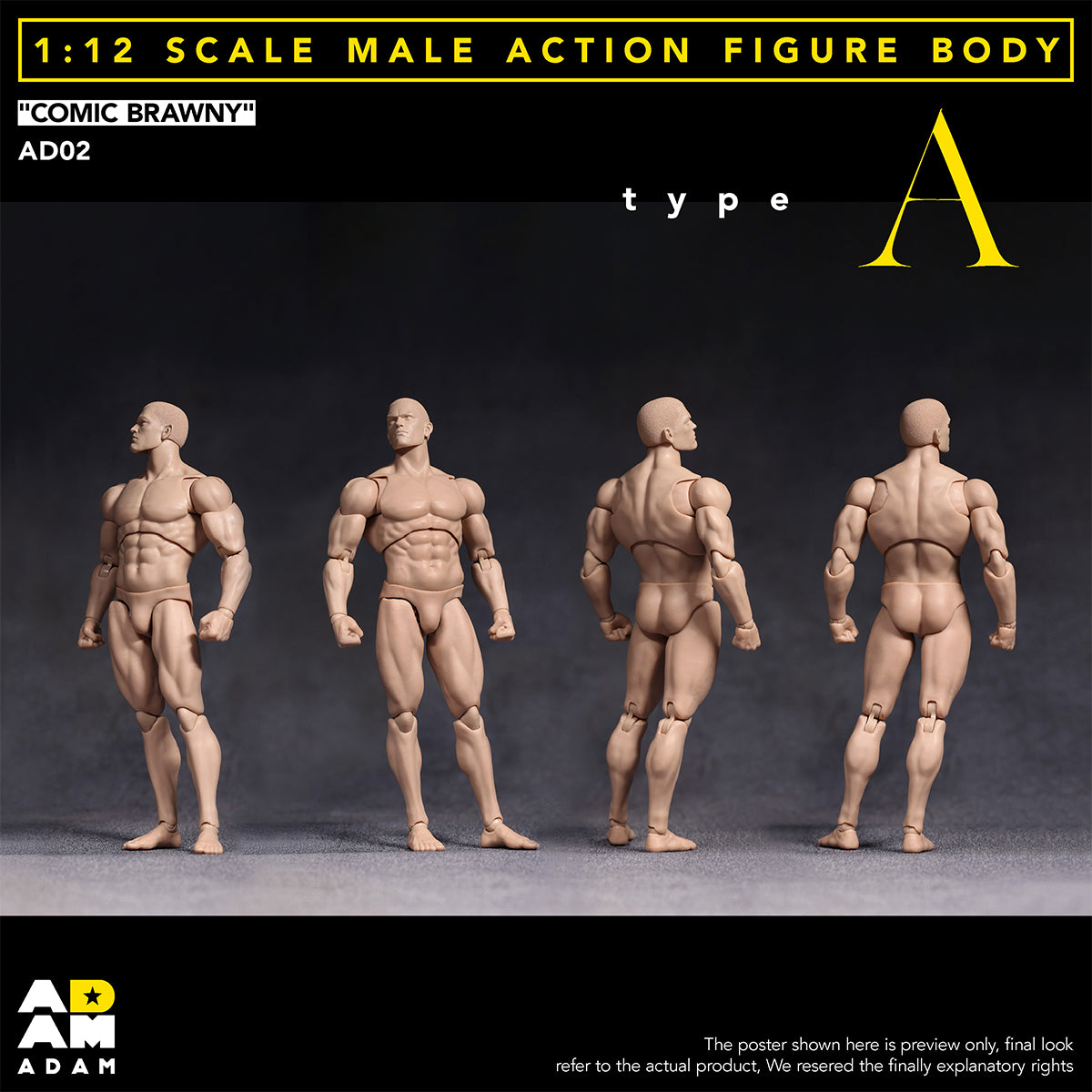 ADAM AD02 Articulated Joints Male Super Strong Comic Style 1/12 Scale Action Figure Body