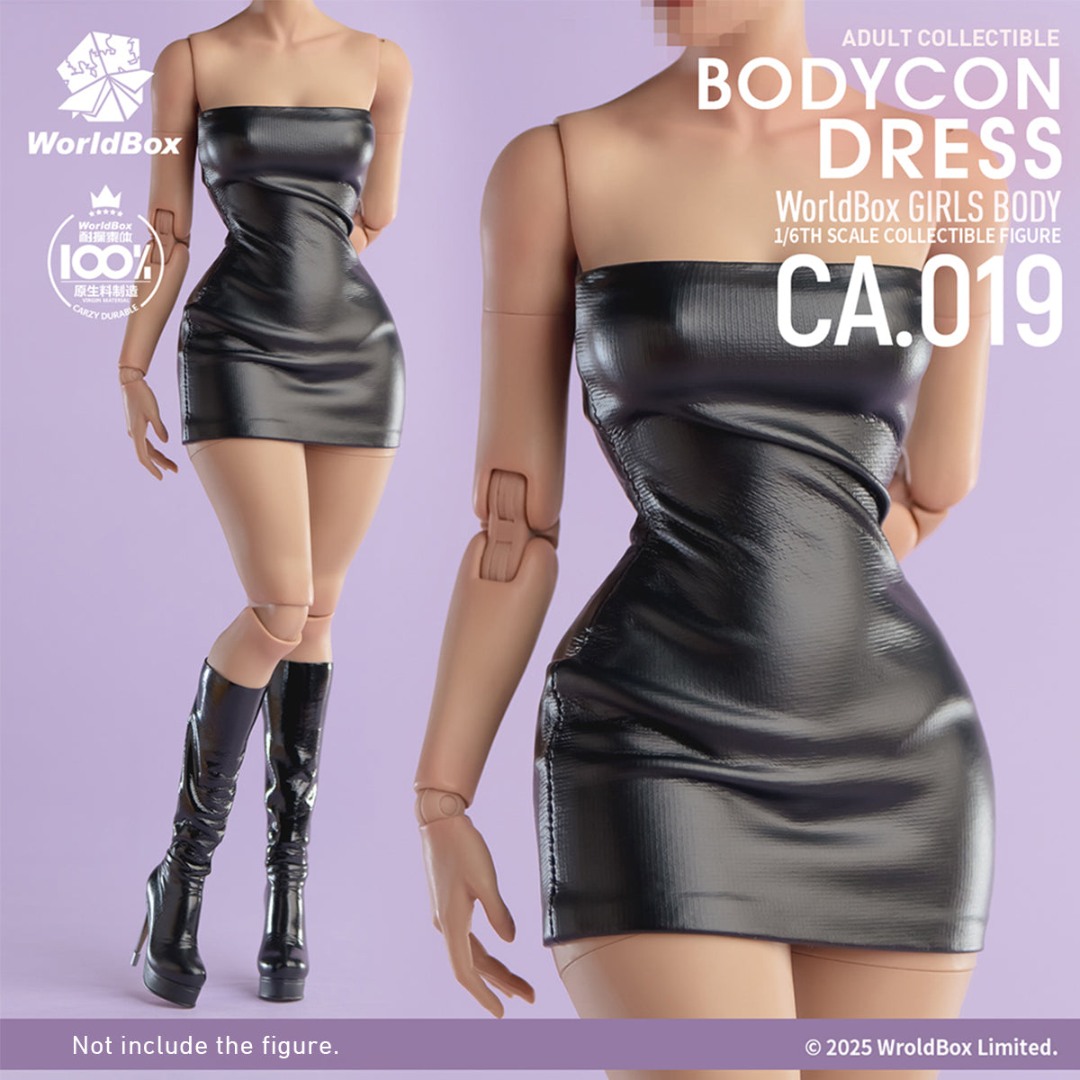 Worldbox Female Strapless Bodycon Dress Outfit Doll Clothes Accessory Fit 1/6 Scale 12-inches Action Figure