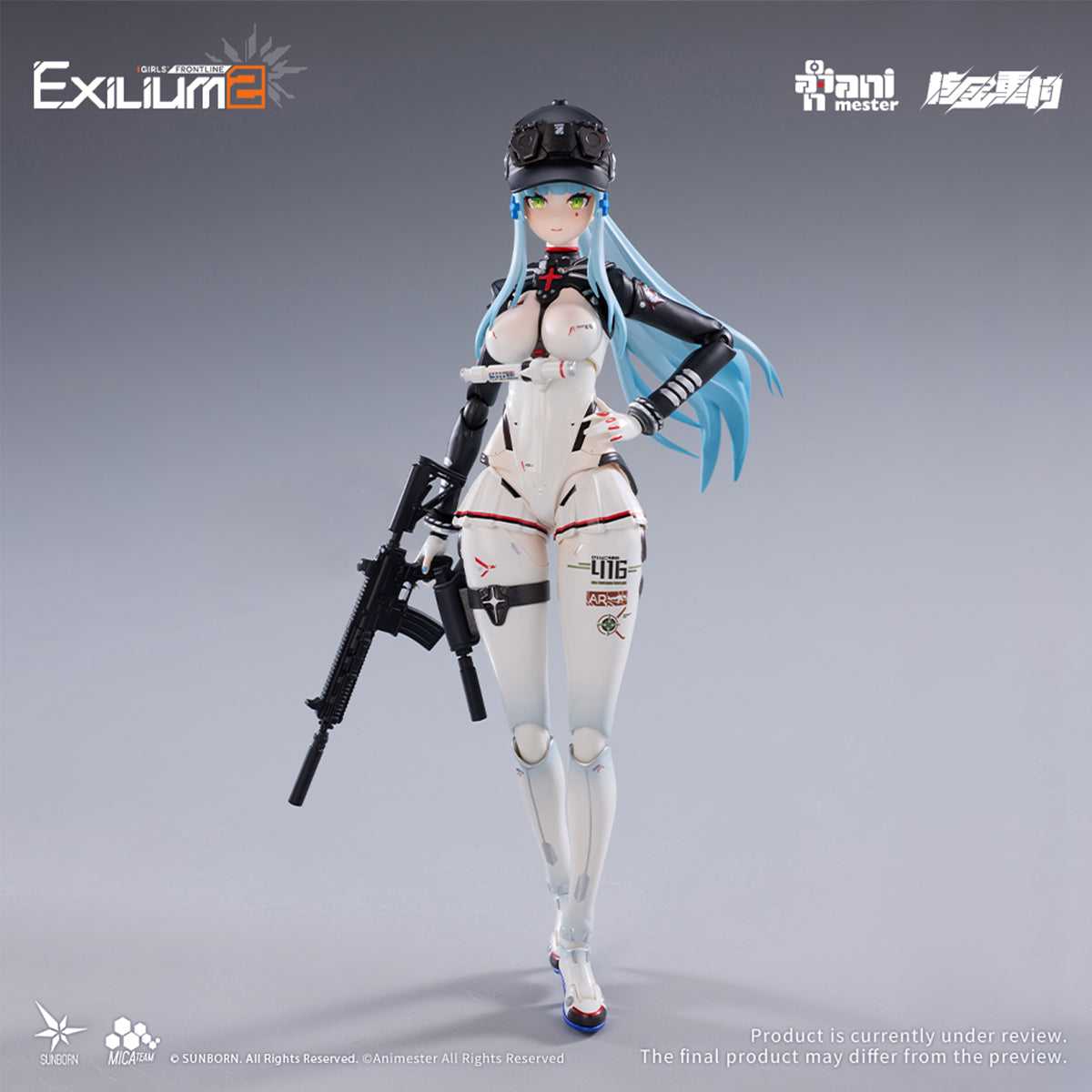 Animester Girls' Frontline 2: Exilium Klukai Action Figure Set with Motorcycle Vehicle 1/12 Scale