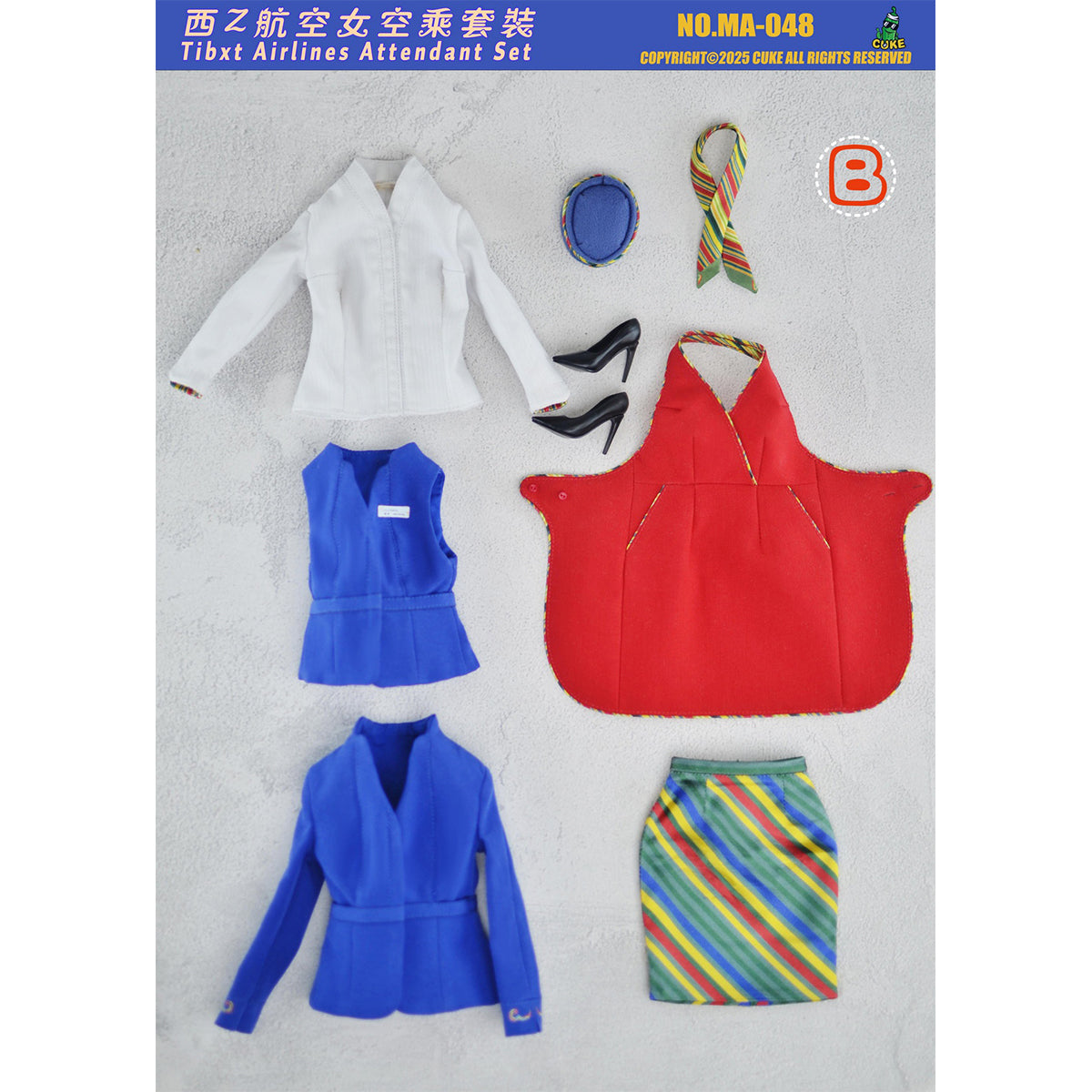 CUKE TOYS West Z Airlines Female Flight Attendant Outfit Set MA-048 Doll Clothes Accessory Fit 1/6 Scale 12-inches Action Figure