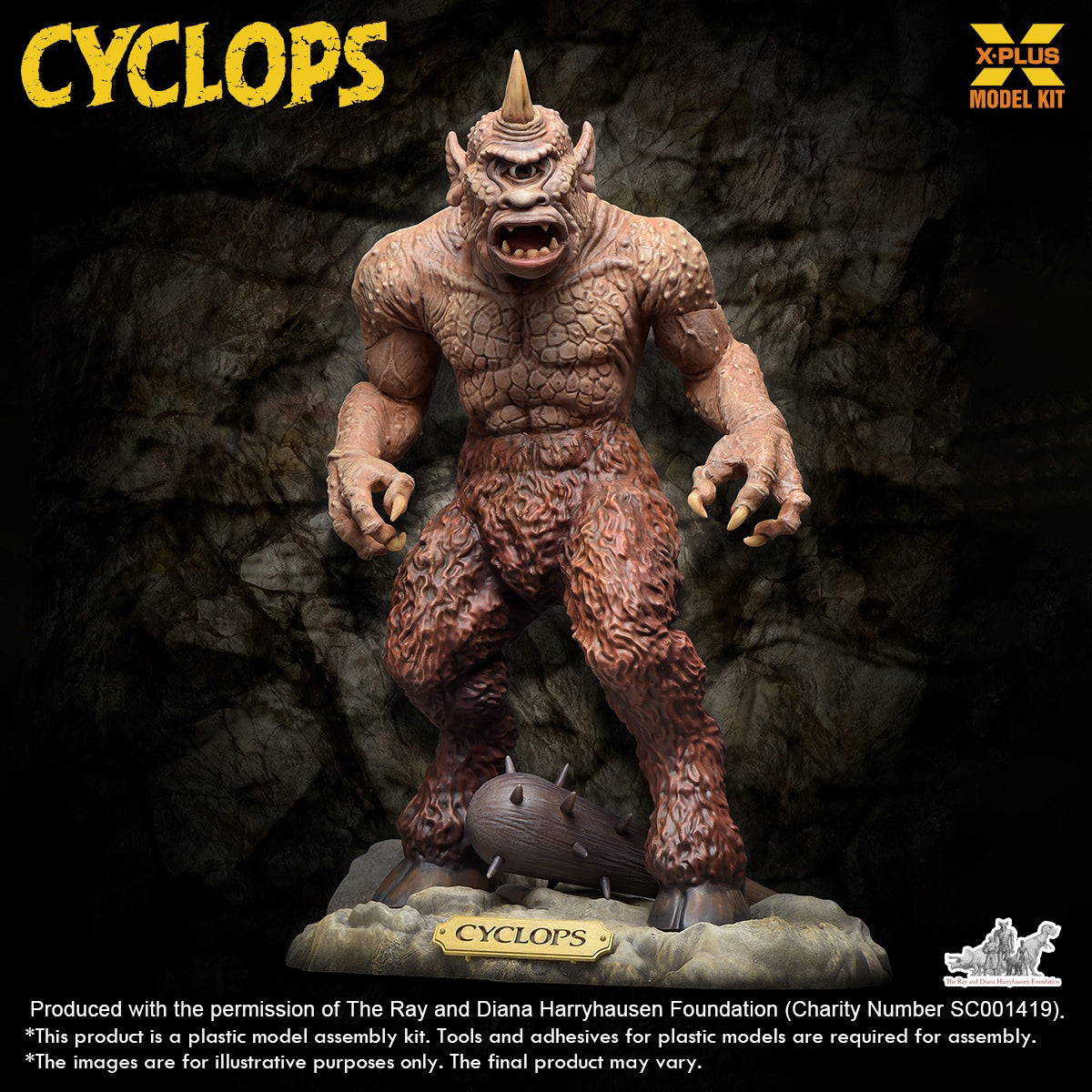 X-PLUS, Ray Harryhausen Series Cyclops Unpainted White Mold, Model Kits Assembly