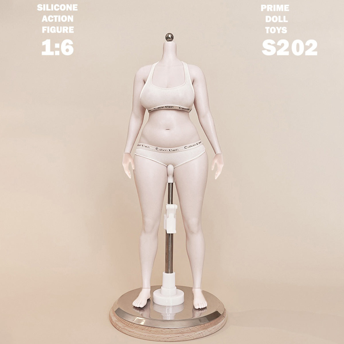PDTOYS Seamless Platinum Silicone Plus Size Female Body S202 Detachable Hands and Feet Pale Skin with Body Makeup