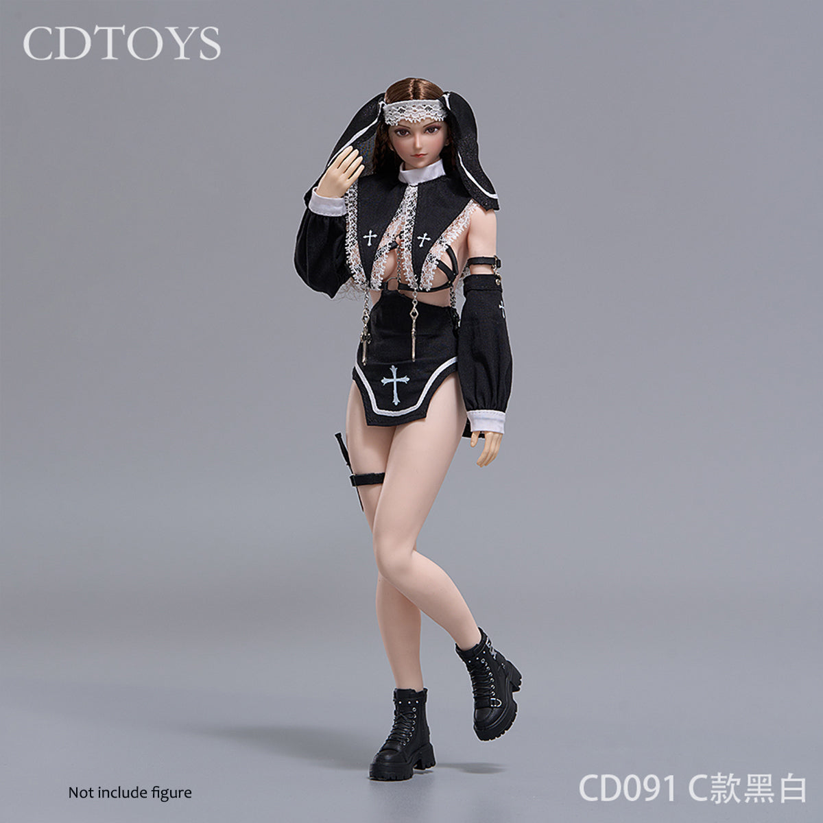 Cdtoys, Female Soldier Nun Cosplay Outfit, Doll Clothes Accessory for 12-inches Figure