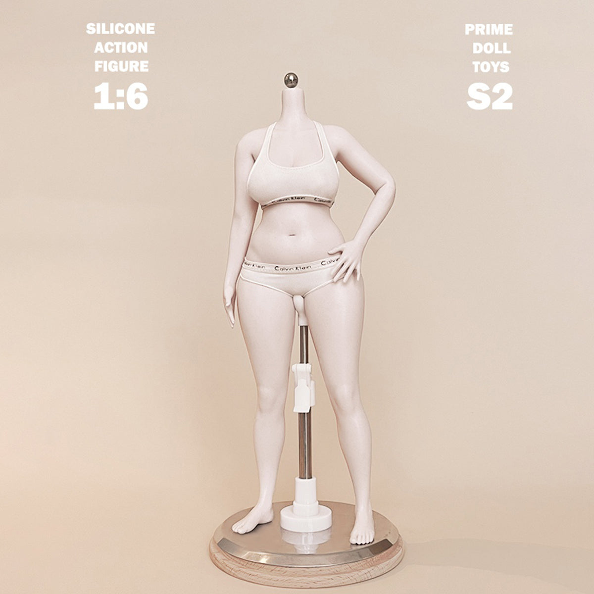 PDTOYS Seamless Platinum Silicone Plus Size Female Body S2 Integrated Hands & Feet Pale Skin with Body Makeup Articulated Fingers